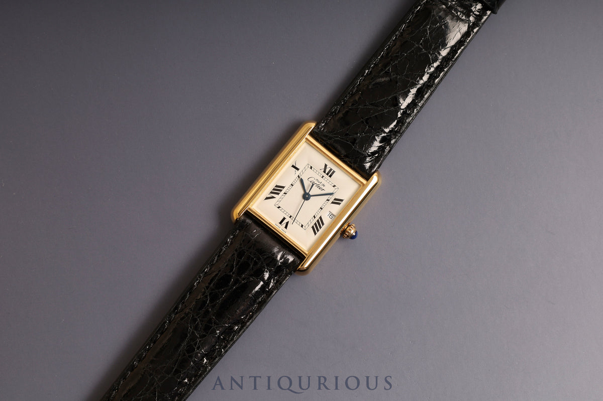 Cartier Must Tank XL Date QZ Flying Roman Dial D Buckle