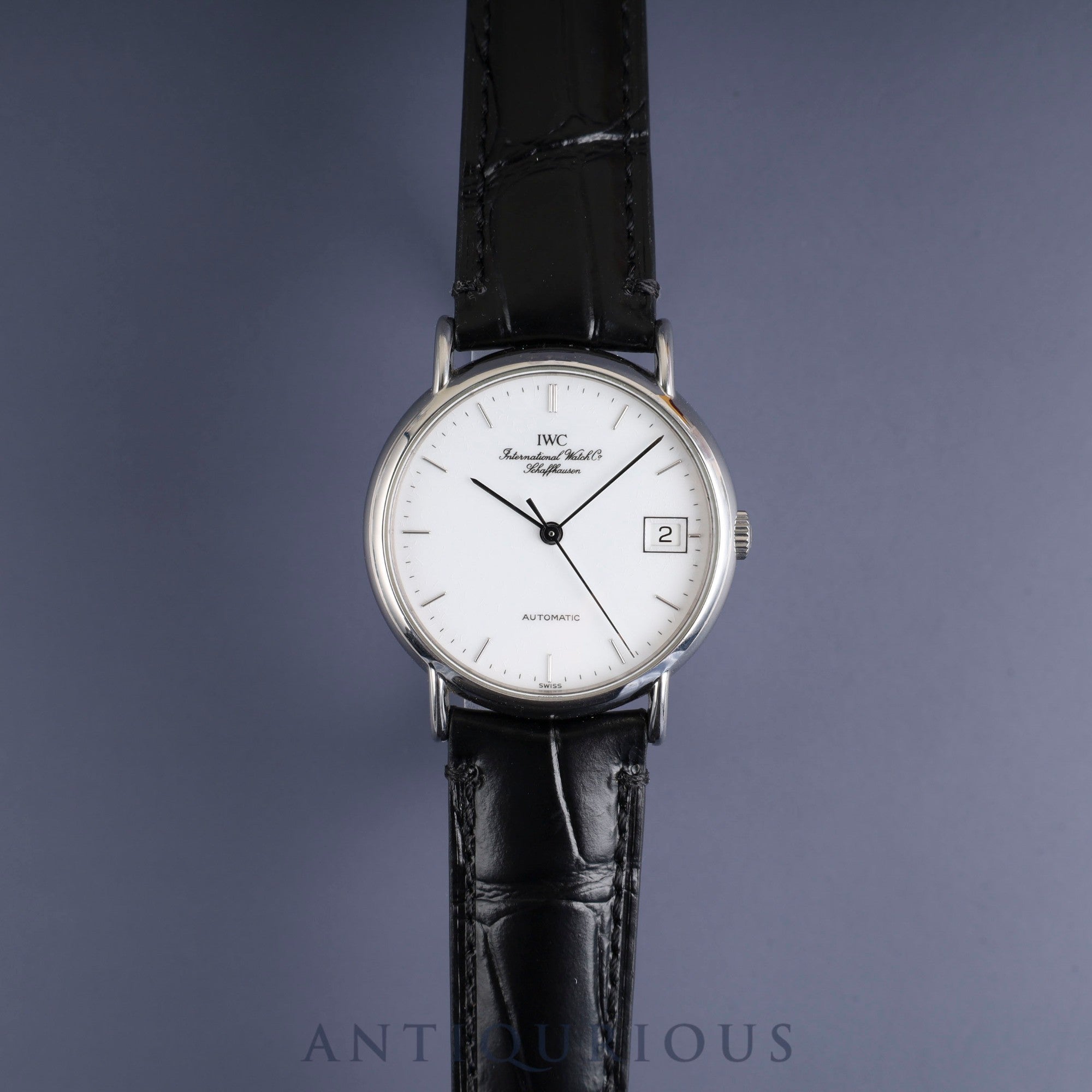 IWC Portofino IW351320 Automatic Caliber 37521 Stainless Steel Leather Strap with Genuine Stainless Steel Buckle, White Dial, Warranty Card, Overhauled