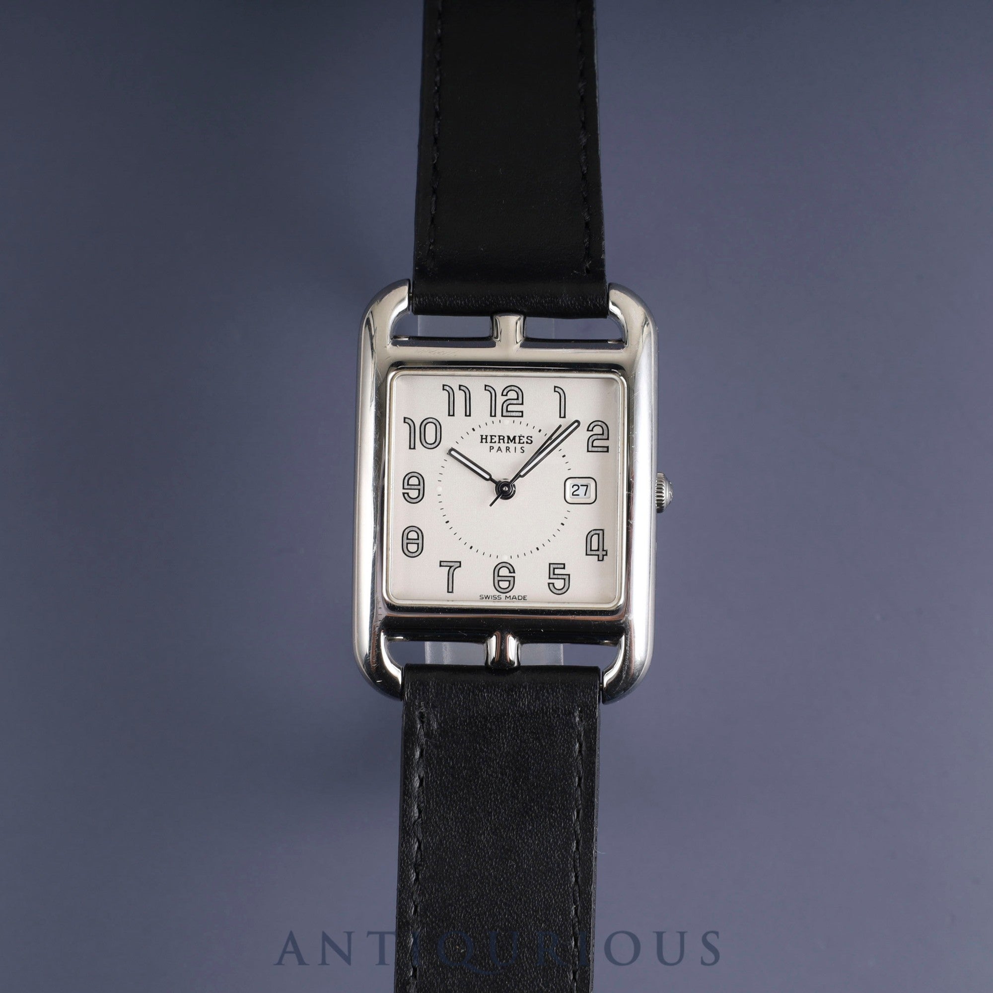 エルメス ケープコッド CC2.710 クォーツ SS 革 純正尾錠(SS) シルバーアラビア文字盤 純正替ベルト(A刻印:2017年) オーバーホール済み