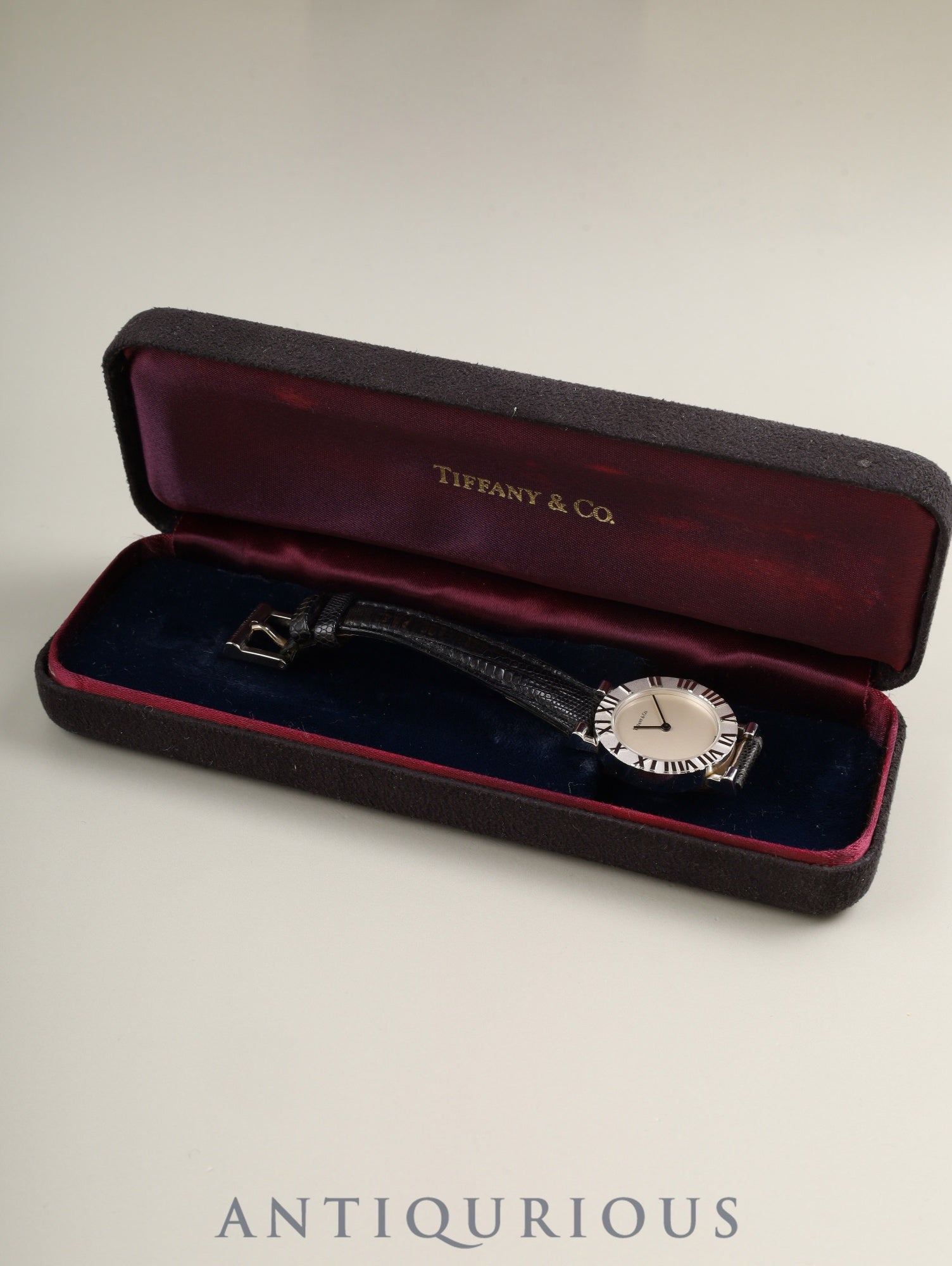 ティファニー アトラス SV CASE L0640 クォーツ Cal.976.001 SV925 純正革ベルト 純正尾錠(SS) シルバー文字盤 箱 オーバーホール済み