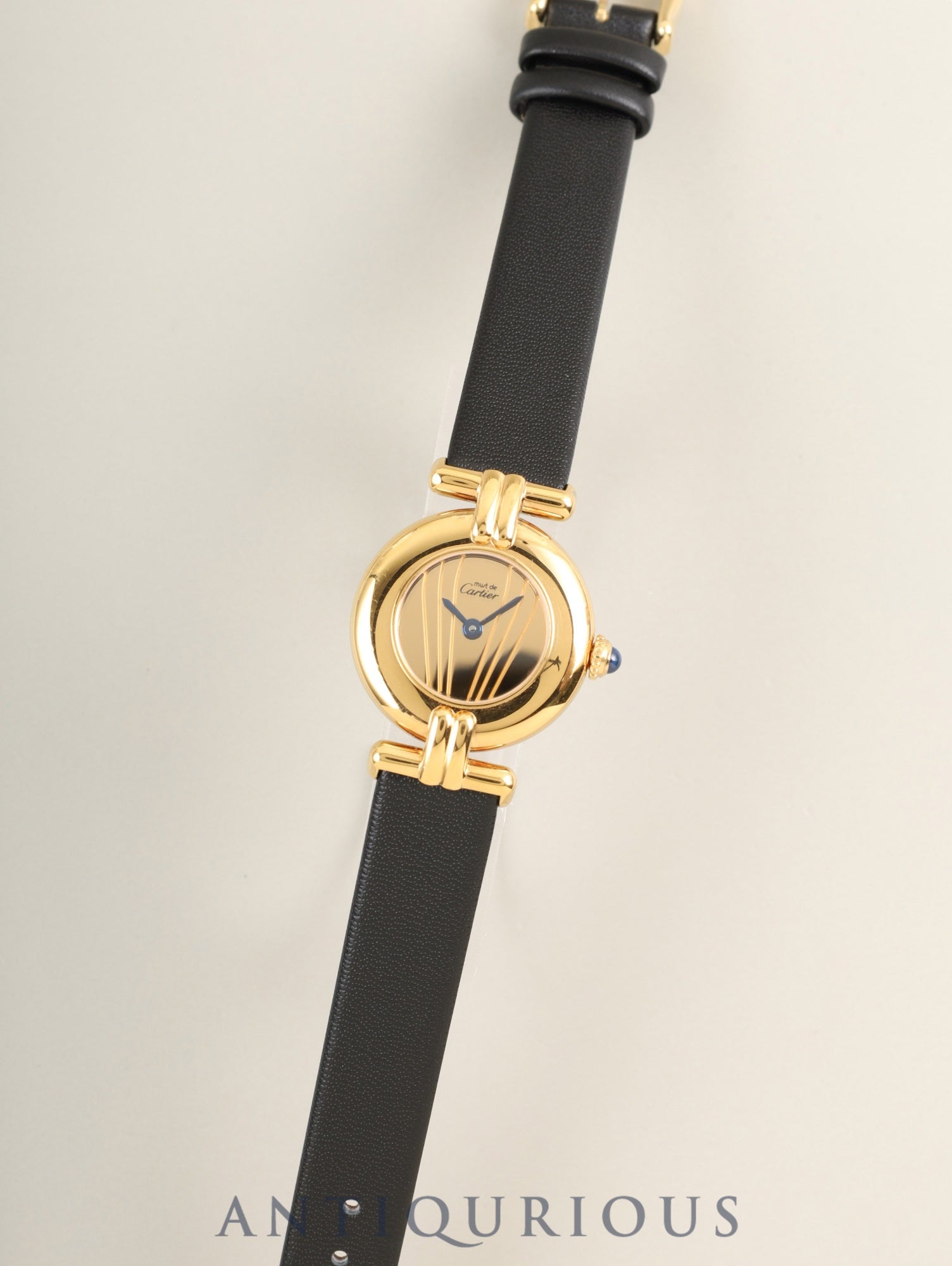 カルティエ マストコリゼ W1000553 / 590002 クォーツ SV925 革 純正ピンバックル(GP)ゴールド文字盤(SWISS MADE表記)箱 冊子 保証書(1991年 / 個人名記載あり)カルティエブティックにてコンプリートサービス済み