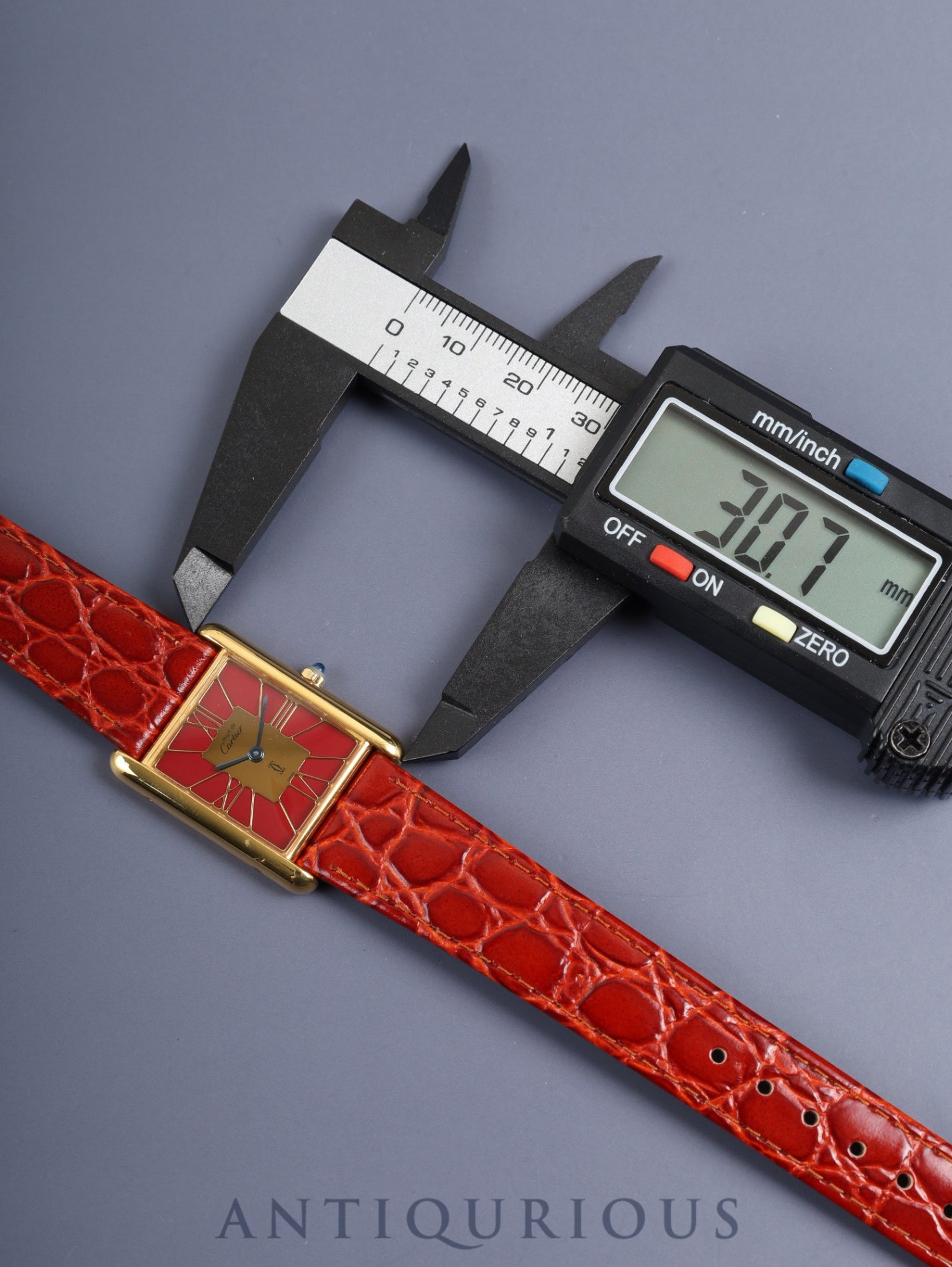 Cartier Must Tank LM 3919423 / 6 81006 Quartz Cal.81 SV925 Leather Genuine Pin Buckle (GP) Garnet Cloisonné Dial (SWISS) Warranty (1989) Booklet Overhauled Polished