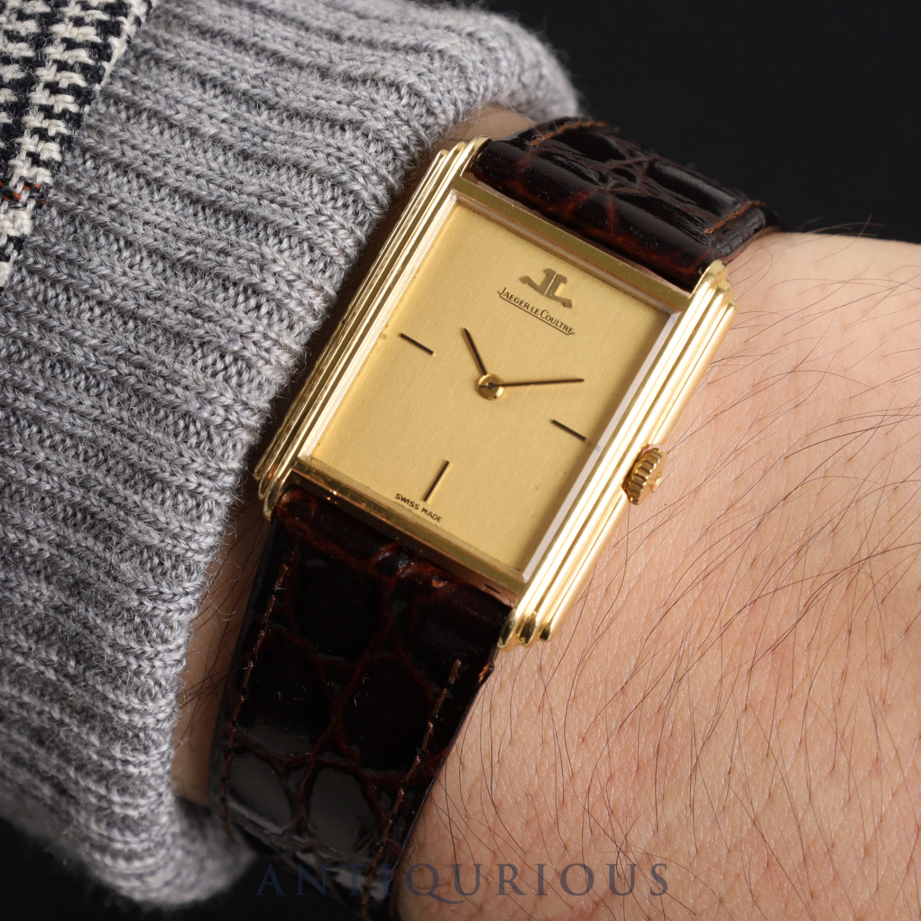 Jaeger-LeCoultre Rectangular 6149.21 Manual winding 750YG Leather Aftermarket buckle (GP) Gold dial Overhauled