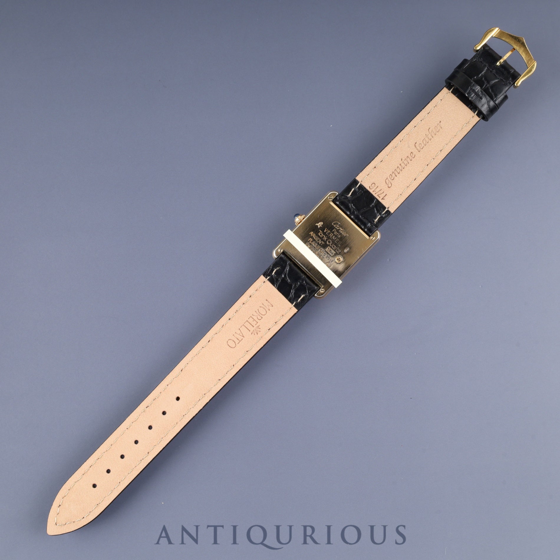 Cartier Must Tank LM 590005 Quartz Caliber 90 SV925 Leather Straight Roman Dial with Genuine GP Buckle, Overhauled