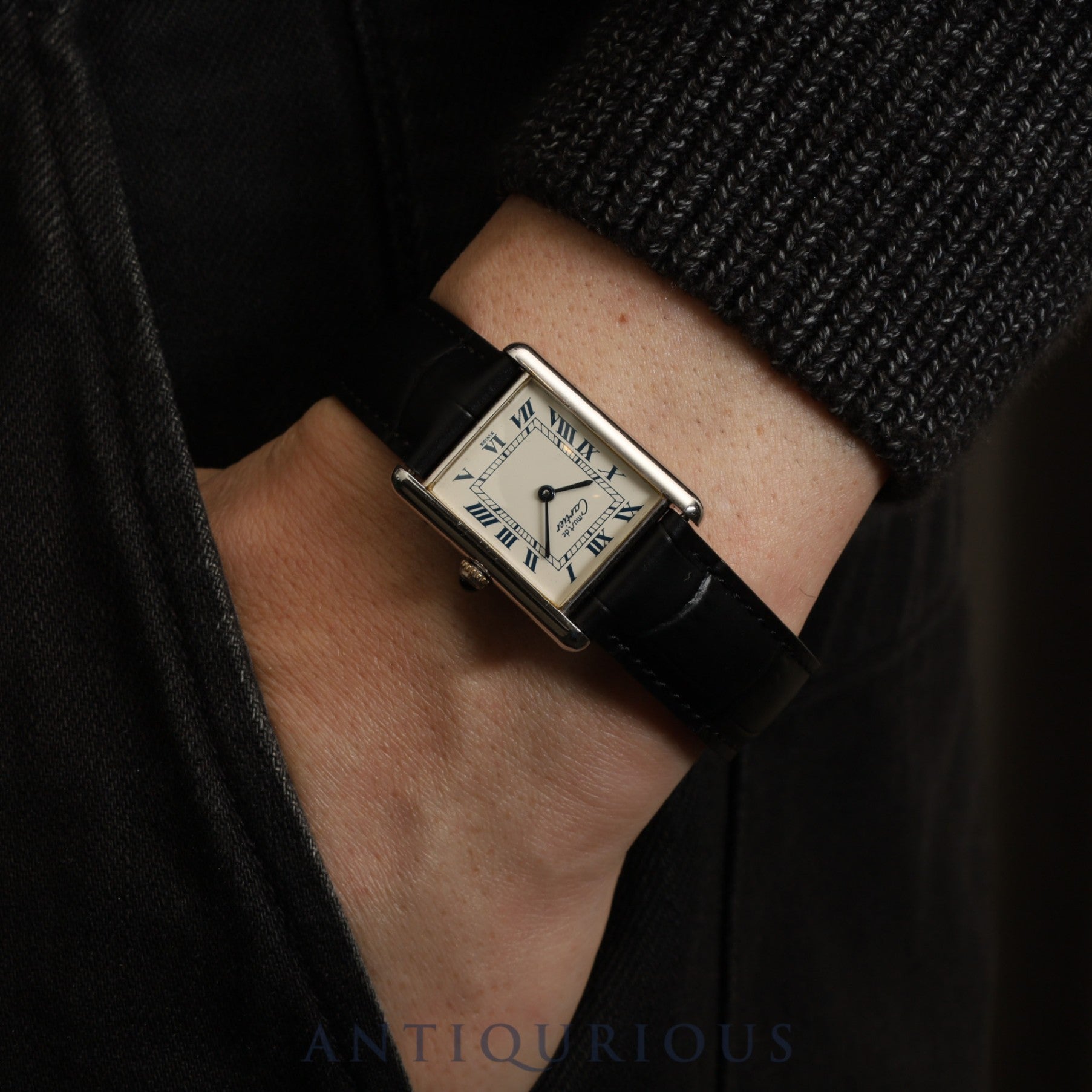 Cartier Must Tank LM 690006, Quartz, Caliber 90, SV925, Leather, Genuine D-buckle (SS), White Roman Dial, Circa 1982-Circa 1995, Overhauled