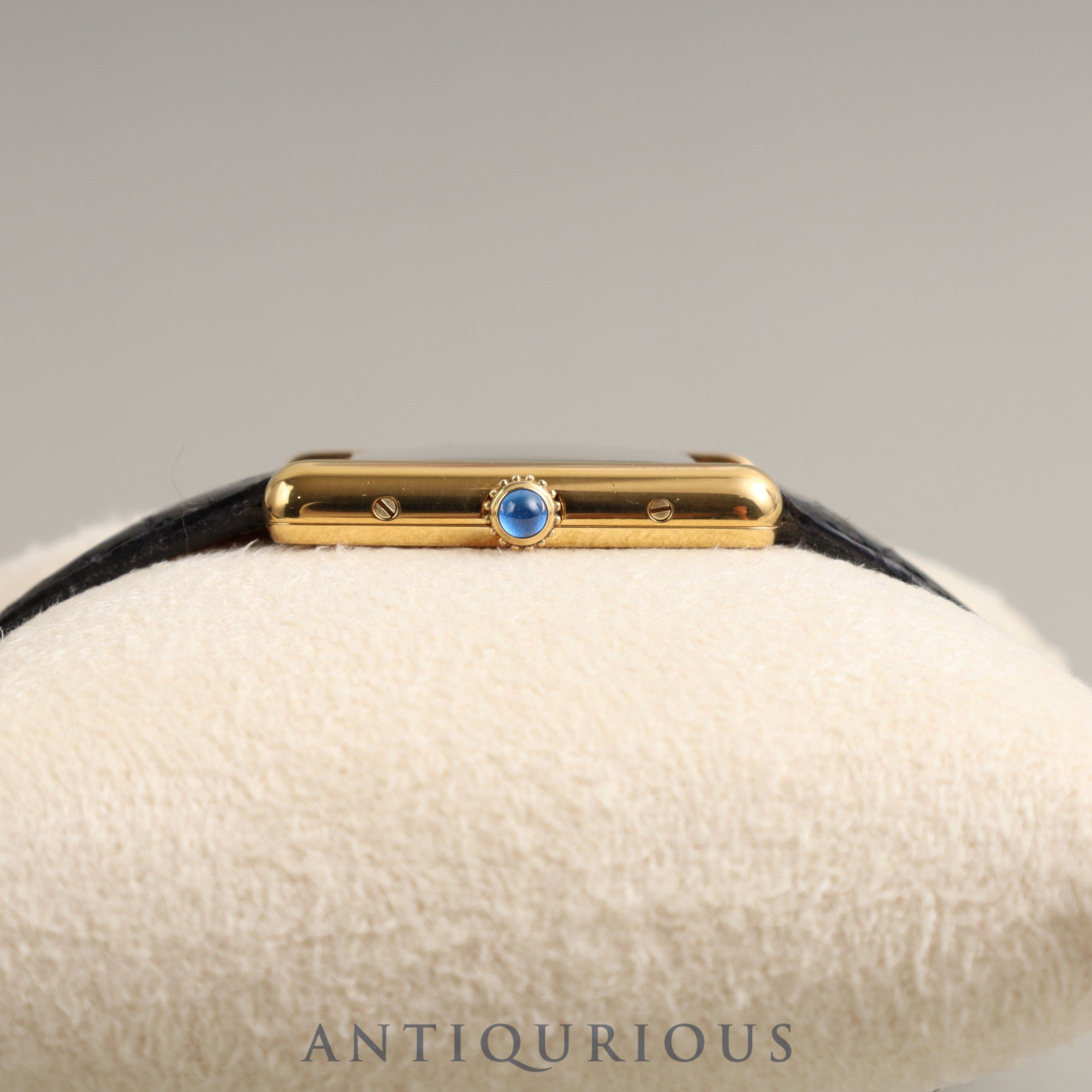 Cartier Must Tank LM QZ 590005 925 Genuine Leather Strap Genuine Buckle (GP) Black Roman Dial