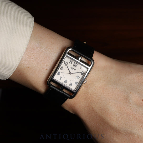 エルメス ケープコッド CC2.710 クォーツ SS 革 純正バックル(SS) シルバー文字盤 箱 冊子 保証書(2010年) オーバーホール済み