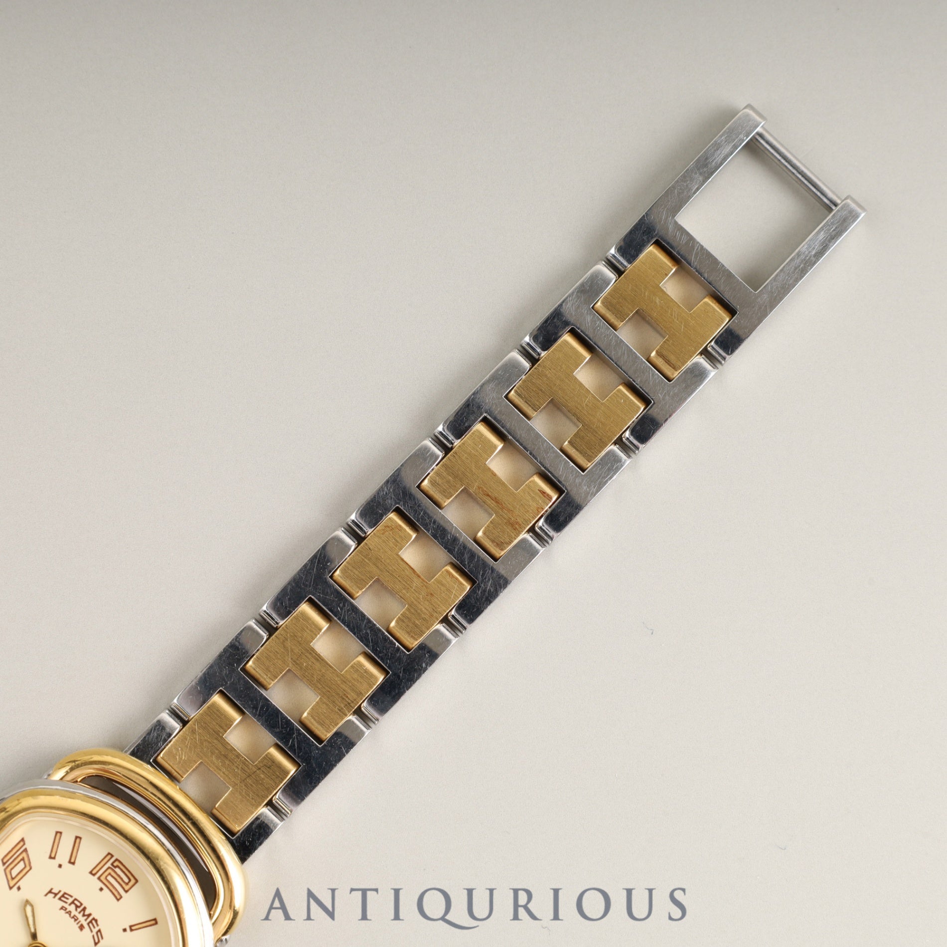 Hermes Rally 77.03 Quartz Cal.976.001 SS/GP SS/GP Ivory Dial Box Booklet Overhauled