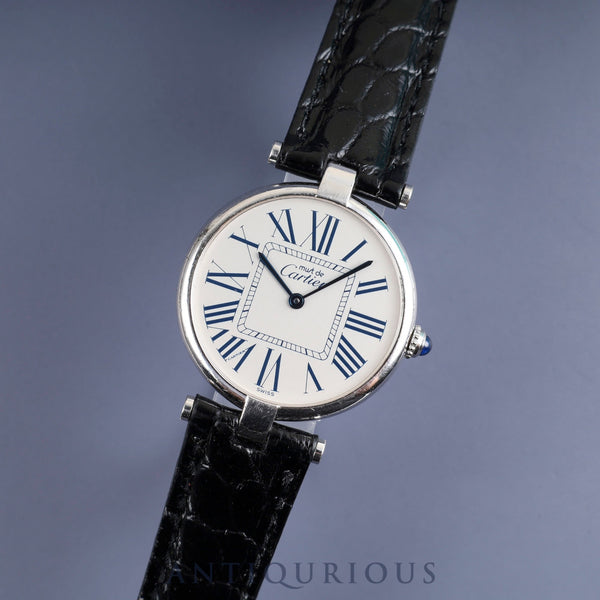 Cartier Must Vendome VLC LM 1860 Quartz Cal.90.06 SV925 Leather Genuine D Buckle (SS) Opalan Dial Overhauled