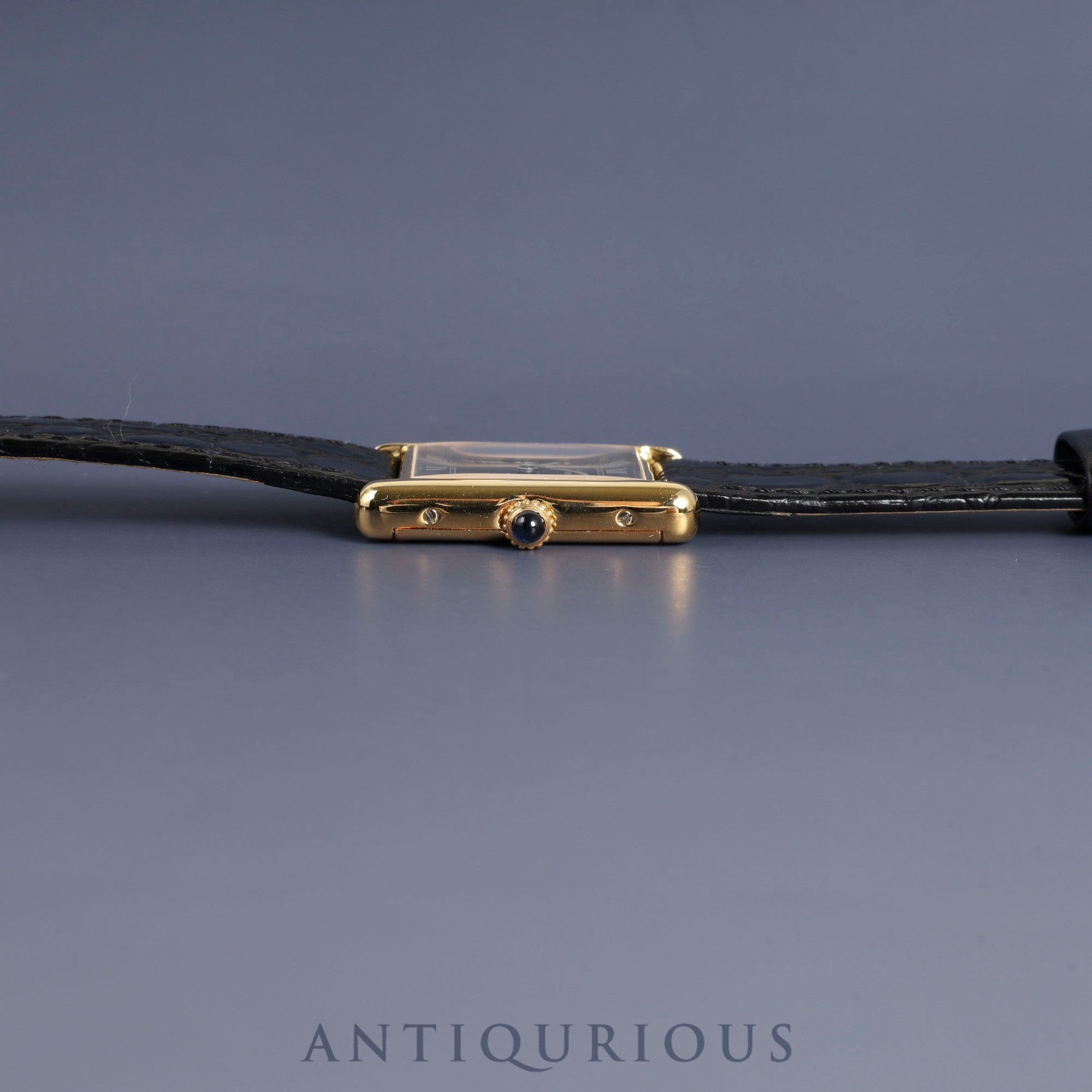 Cartier Must Tank LM Manual winding Cal.78-1 SV925 Leather Genuine buckle (GP) Black Roman dial Overhauled New finish