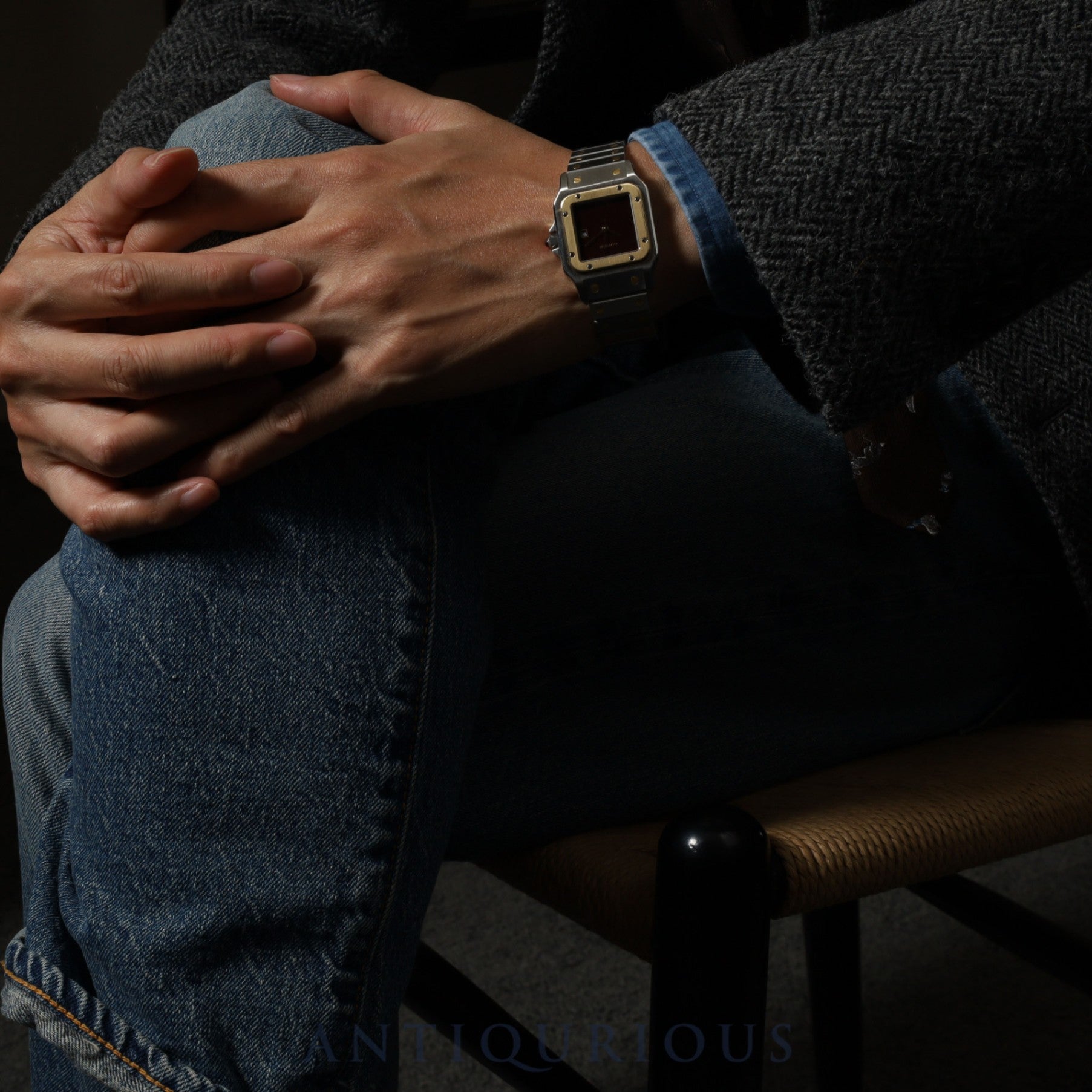 Cartier Santos Galbee LM 2961 Automatic, Stainless Steel/Yellow Gold, Garnet Dial, Bordeaux Dial, Completely Serviced (Full Maintenance) at a Cartier Boutique