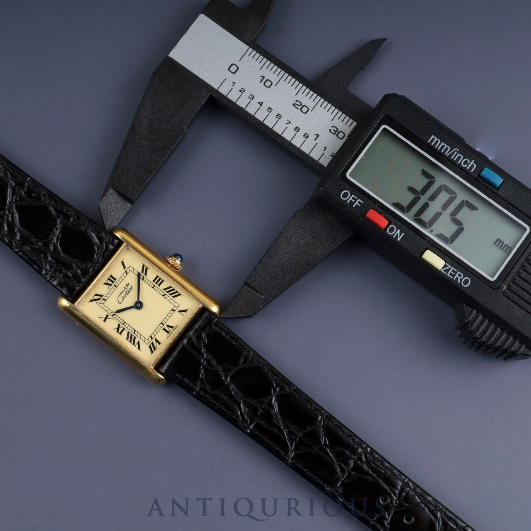 Cartier Must Tank LM W1002753 / 590005 Quartz Cal.- SV925 Leather Genuine Buckle Ivory Roman Dial Warranty 1990 Complete Service Finished
