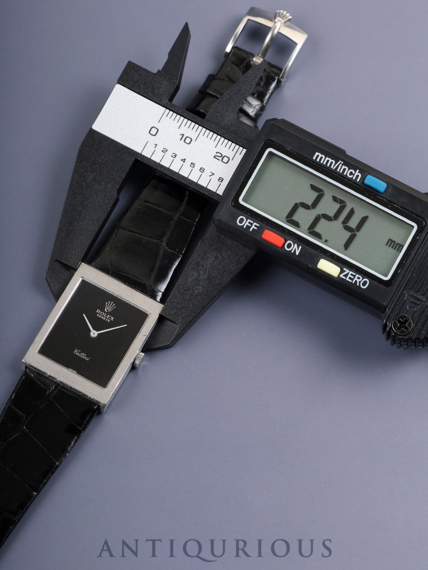 Rolex Cellini 4014 Manual Winding Caliber 1600 750WG Leather Strap with Genuine GP Buckle Black Dial No. 33 (1971) Overhauled