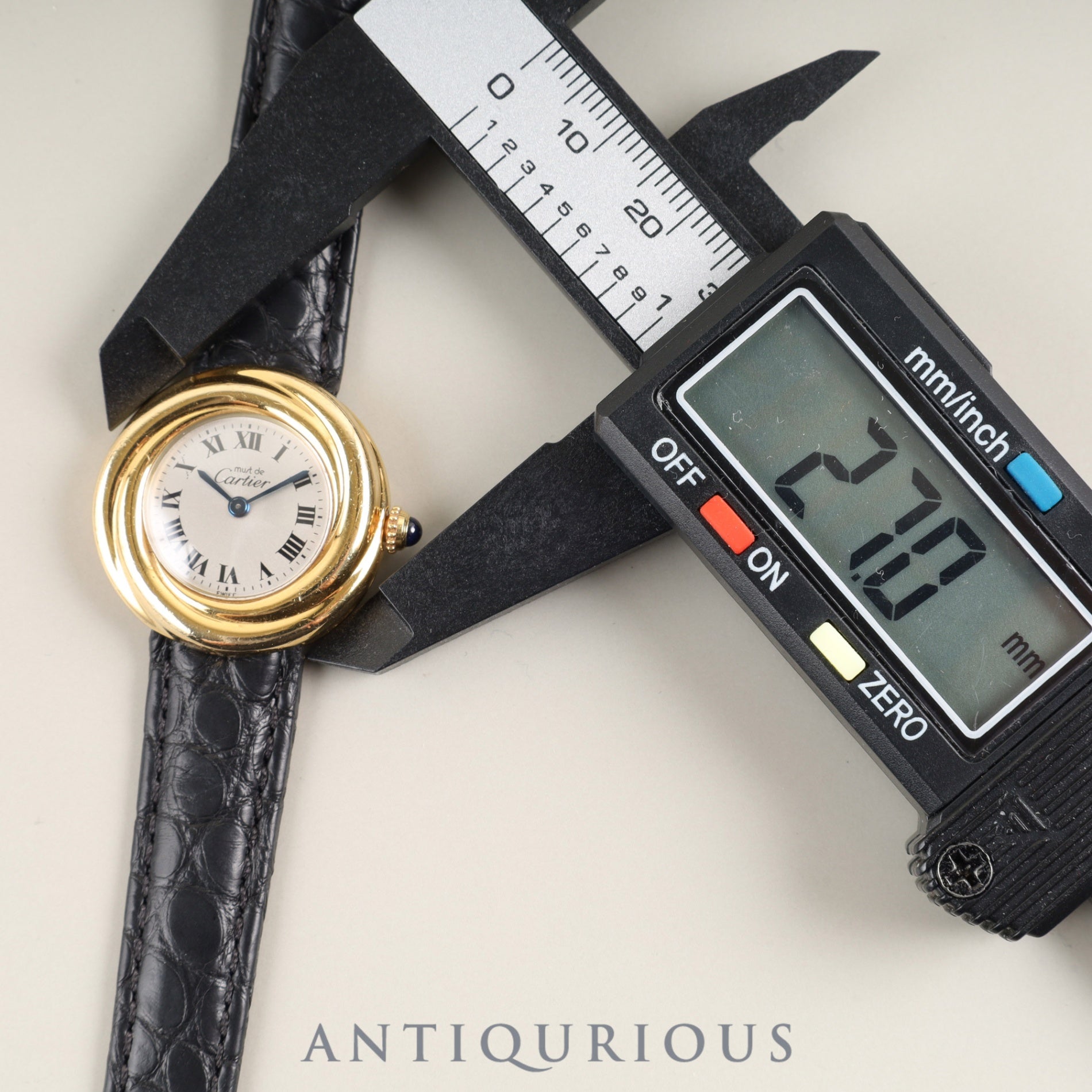 Cartier Must Trinity W1010644 / 2735 Quartz Cal.157.06 SV925 Leather Genuine D-buckle (GP) Silver Roman Dial Box Booklet Warranty (1998) Overhauled