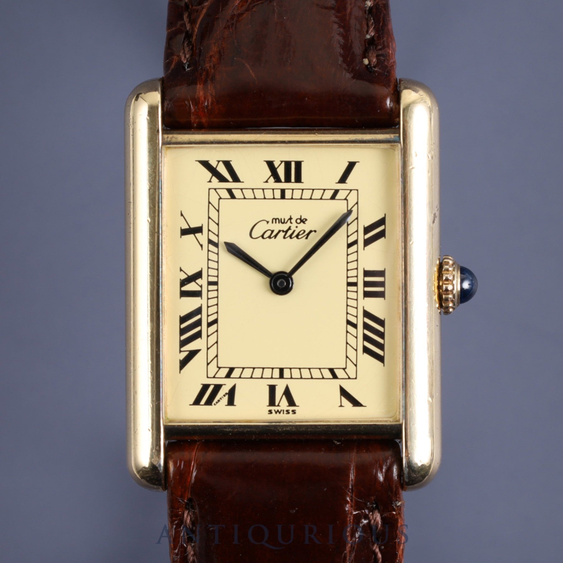 Cartier Must Tank LM Manual winding Cal.78-1 Leather Genuine buckle (GP) Ivory Roman dial Overhauled
