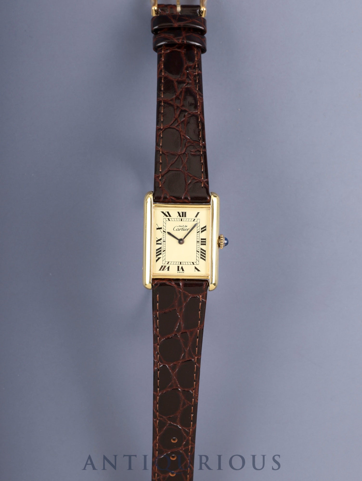 カルティエ マストタンク LM 手巻き Cal.78-1 SV925 革 純正ピンバックル(GP) アイボリーローマン文字盤(SWISS表記)オーバーホール済み