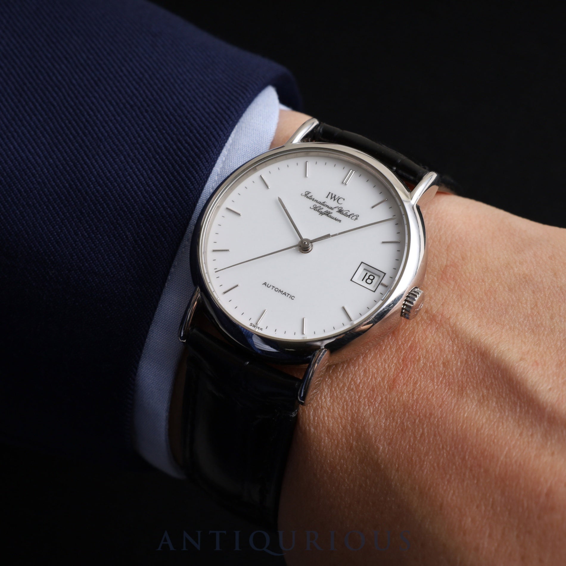 IWC Portofino IW351320 Automatic SS Leather Genuine Buckle (SS) White Dial Warranty (1995) Overhauled IWC