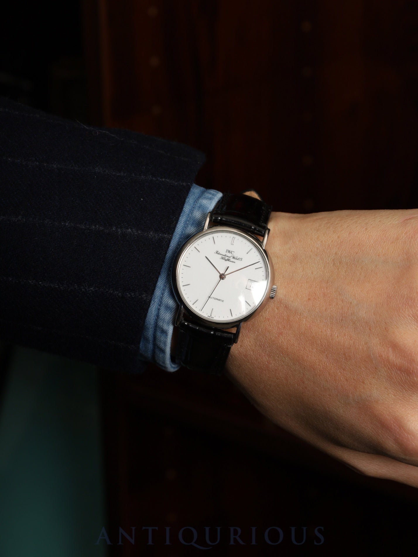 IWC ポートフィノ IW351324 自動巻き Cal.37621 SS 革 純正ピンバックル(SS)ホワイト文字盤 オーバーホール済み アイダブリュシー