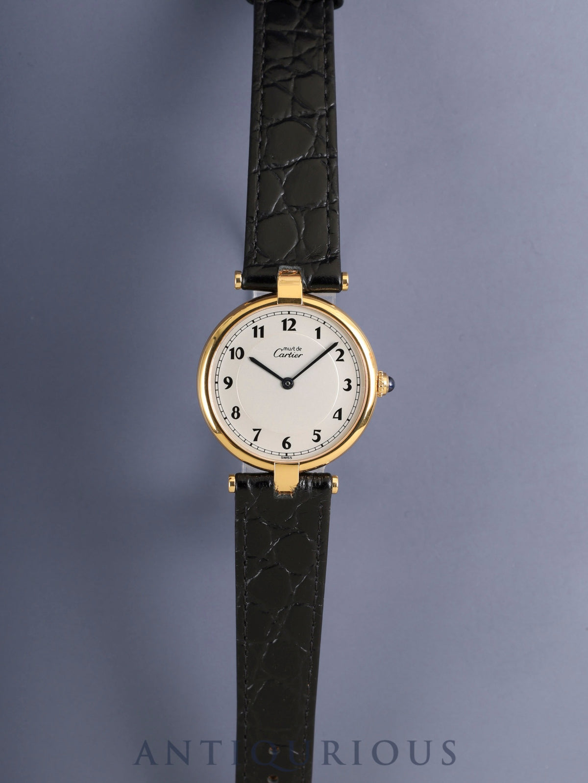 Cartier Must Vendome VLC LM 590003 Quartz Cal.90 SV925 Leather Original Pin Buckle (GP) Arabic Dial (SWISS marking) Overhauled