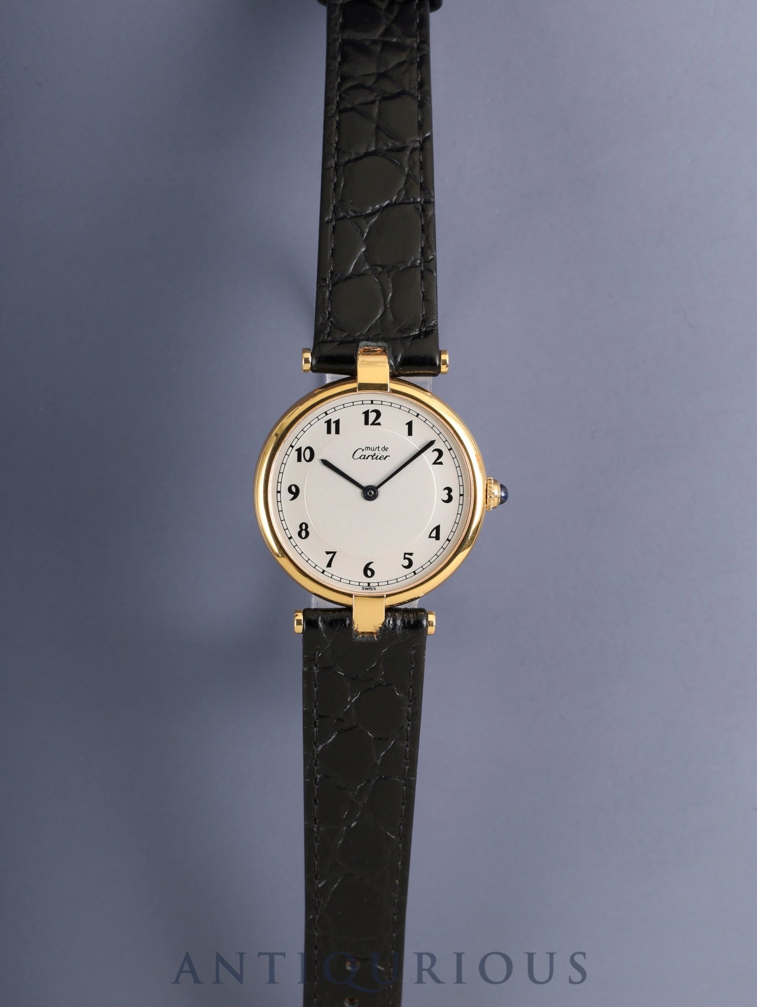 カルティエ マスト ヴァンドーム VLC LM 590003 クォーツ Cal.90 SV925 革 純正ピンバックル(GP)アラビア文字盤 オーバーホール済み