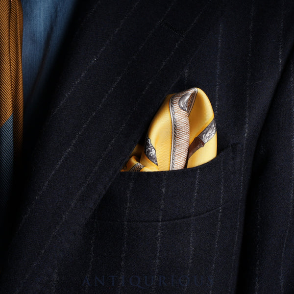 エルメス スカーフ カレ45 CANNES & POMMEAUX ステッキ柄 シルク100