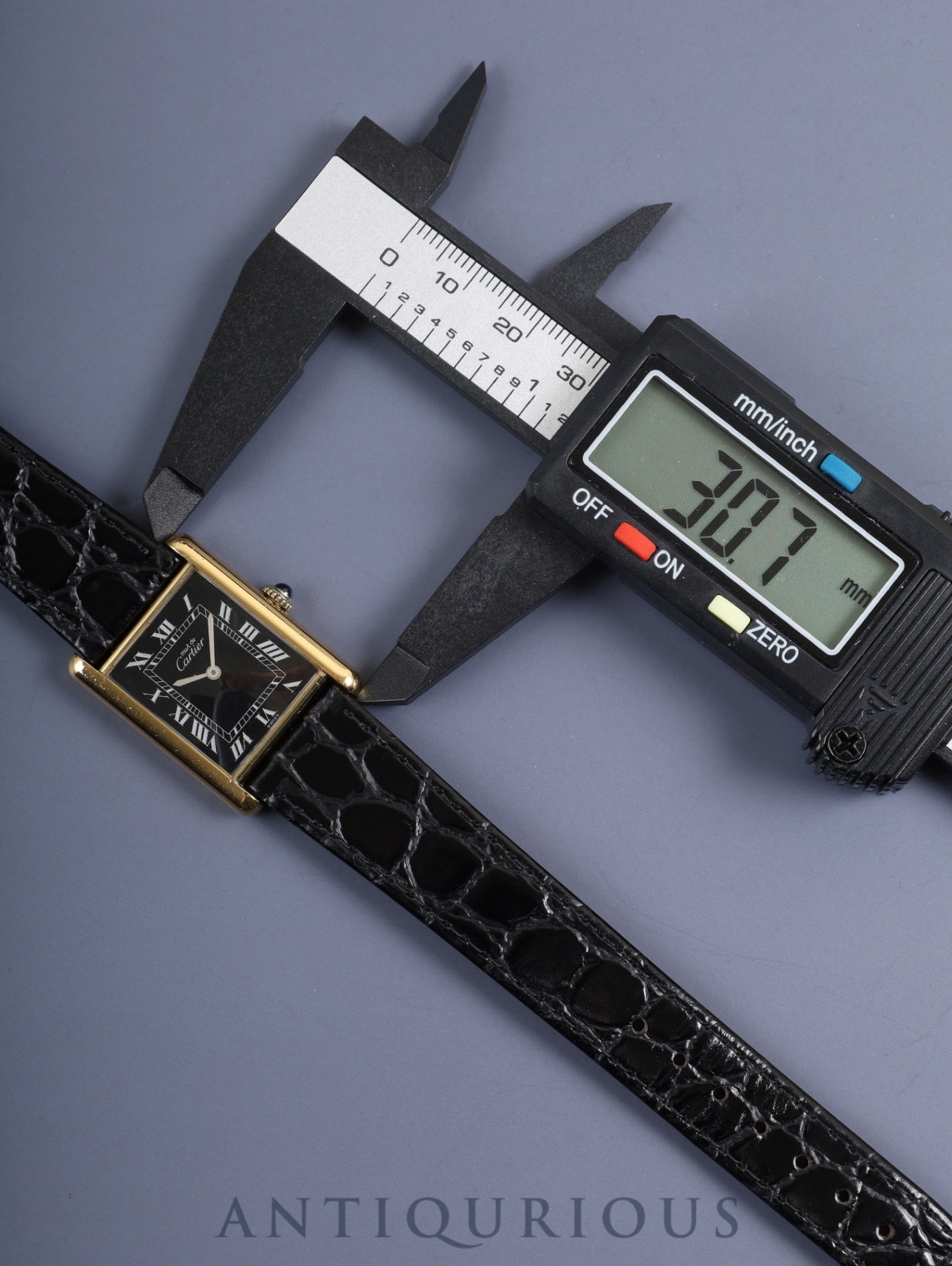 Cartier Must Tank LM Manual Winding Cal. 78-1 SV925 Leather Genuine Buckle (GP) Black Roman Dial Warranty Overhauled