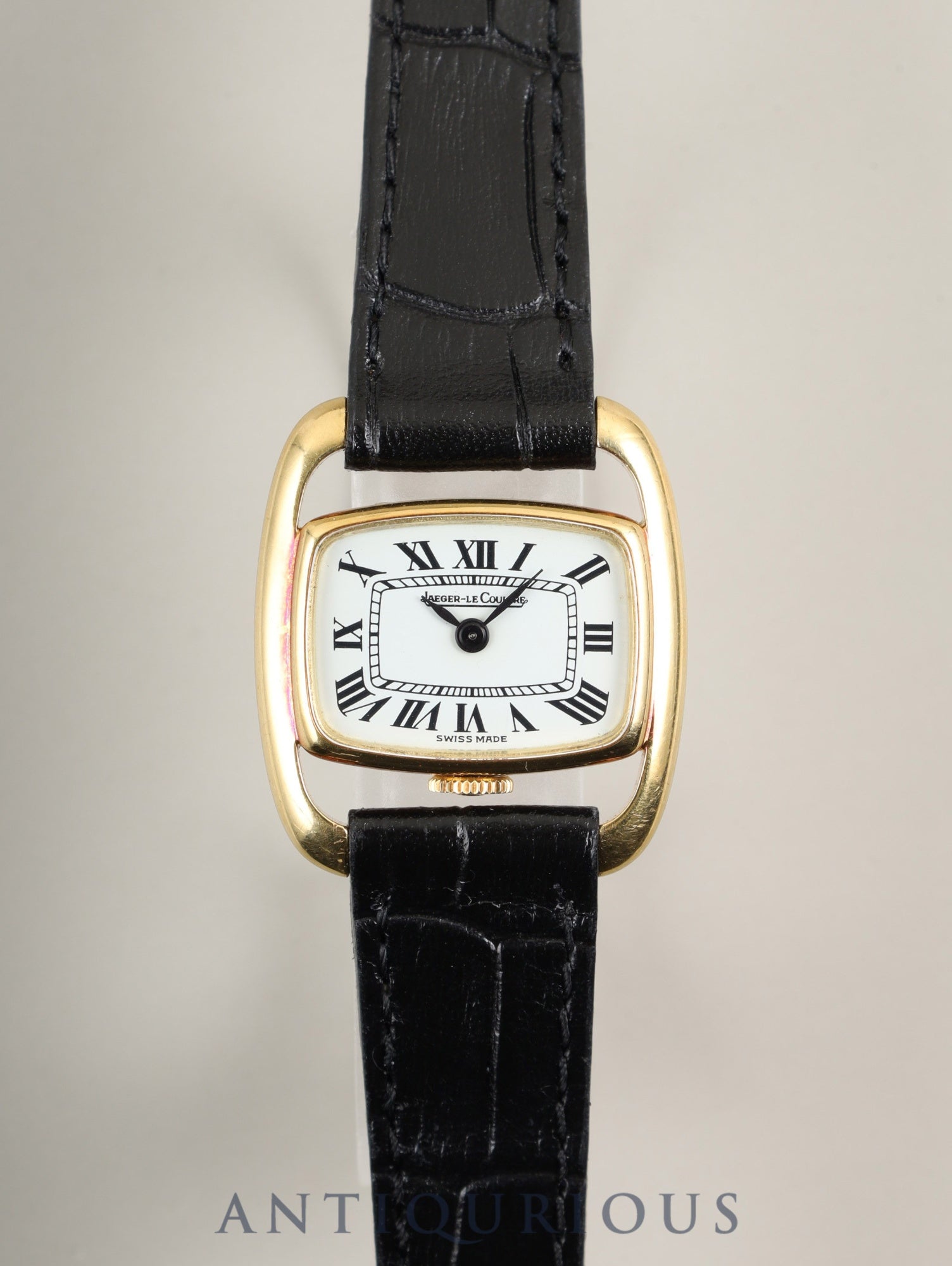 Jaeger-LeCoultre Driver's Watch Etrier 6147.21 Manual Winding Caliber 750 Leather Strap with Genuine GP Buckle White Roman Dial Overhauled