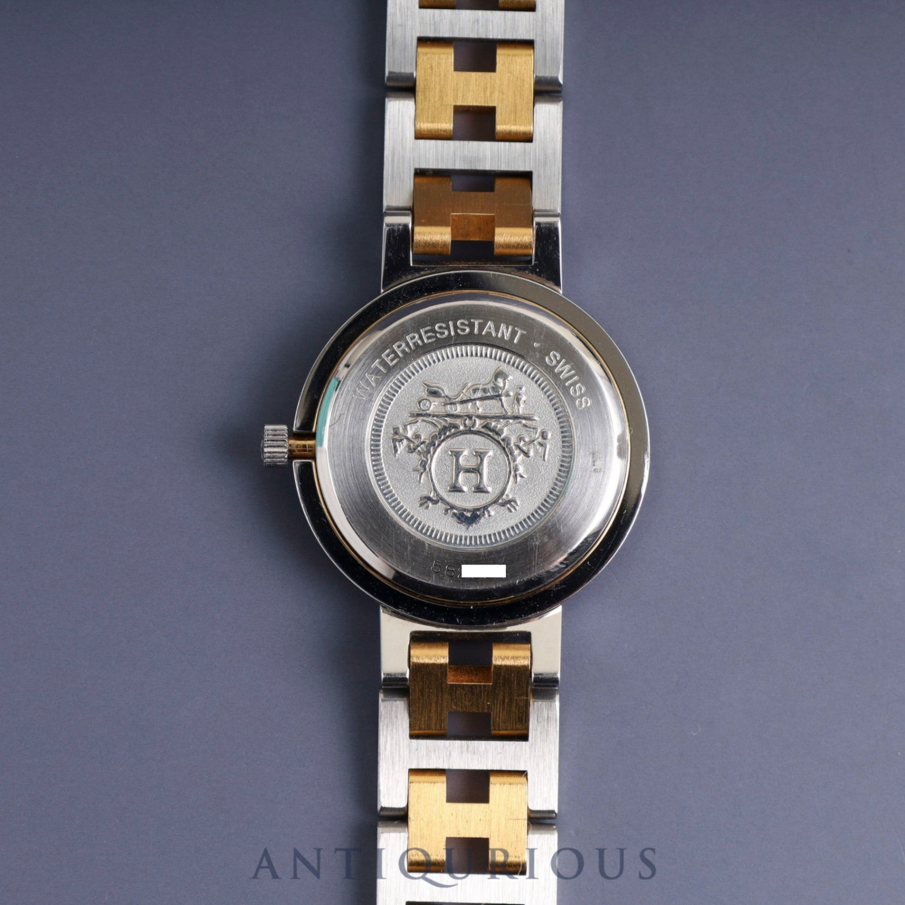 Hermes Clipper 51.03 Quartz SS/GP SS/GP White Dial Box Warranty (1993) Tag Overhauled