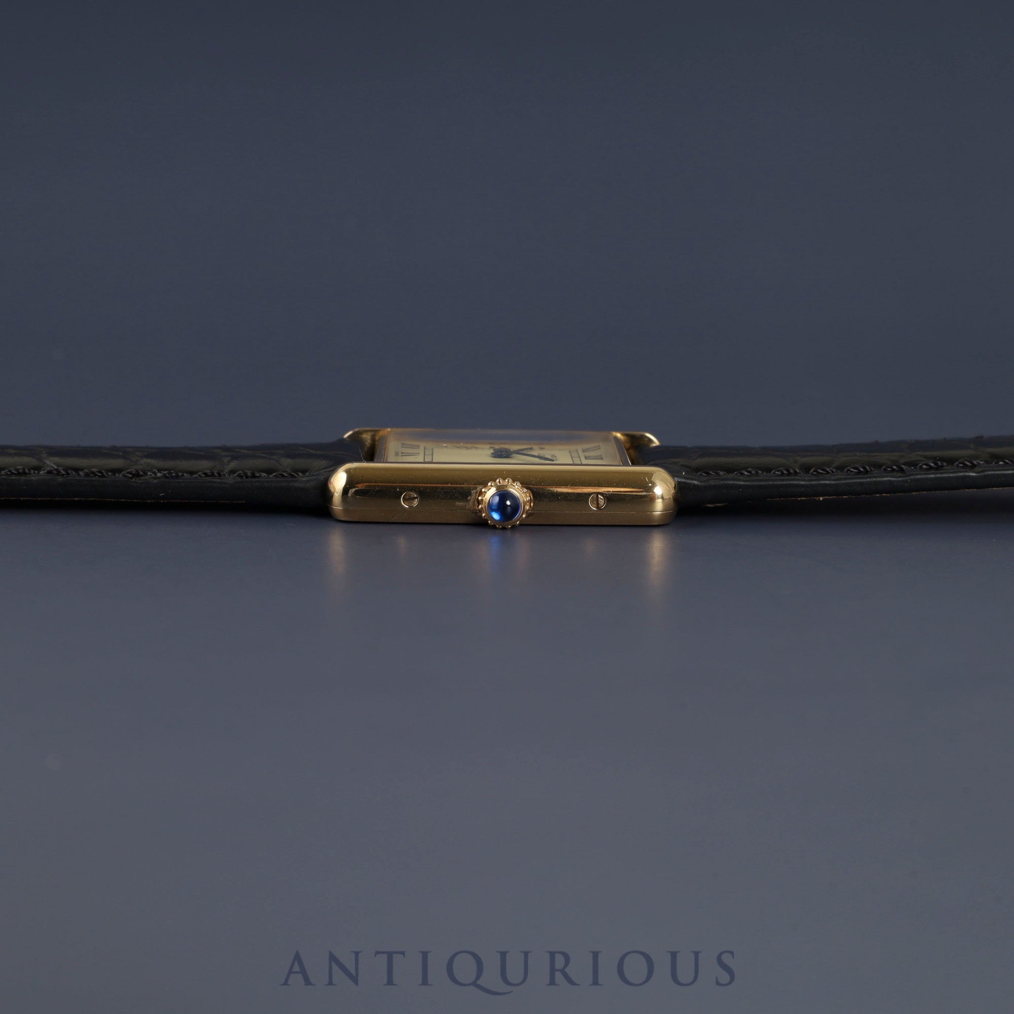 カルティエ マストタンク LM 590005 クォーツ Cal.90 SV925 革 純正尾錠(GP) アイボリーローマン文字盤 箱 冊子 保証書(1995年)オーバーホール済み