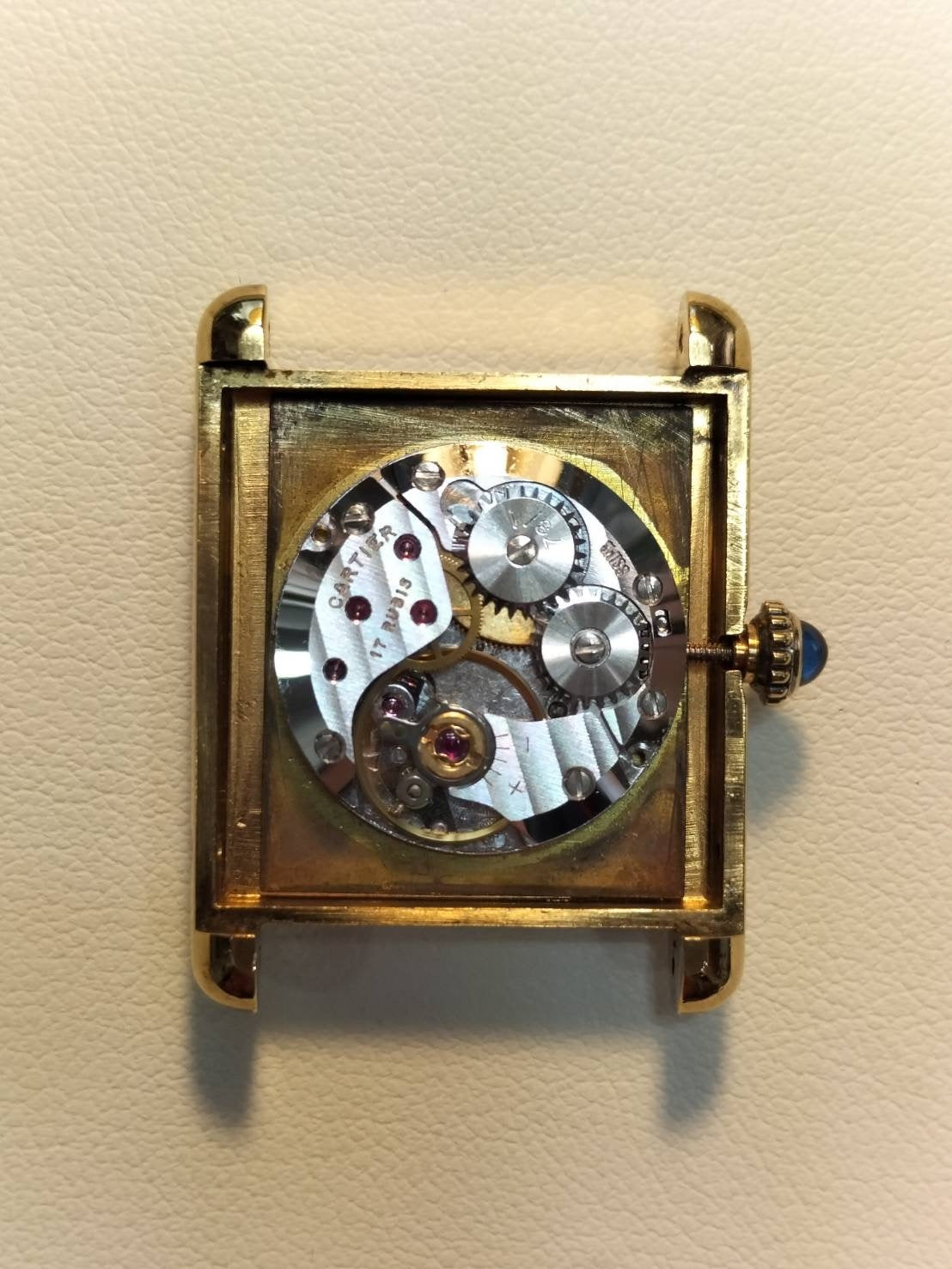 Cartier Must Tank LM Manual winding Cal.78-1 SV925 Leather Genuine buckle (GP) Lapis lazuli dial Overhauled