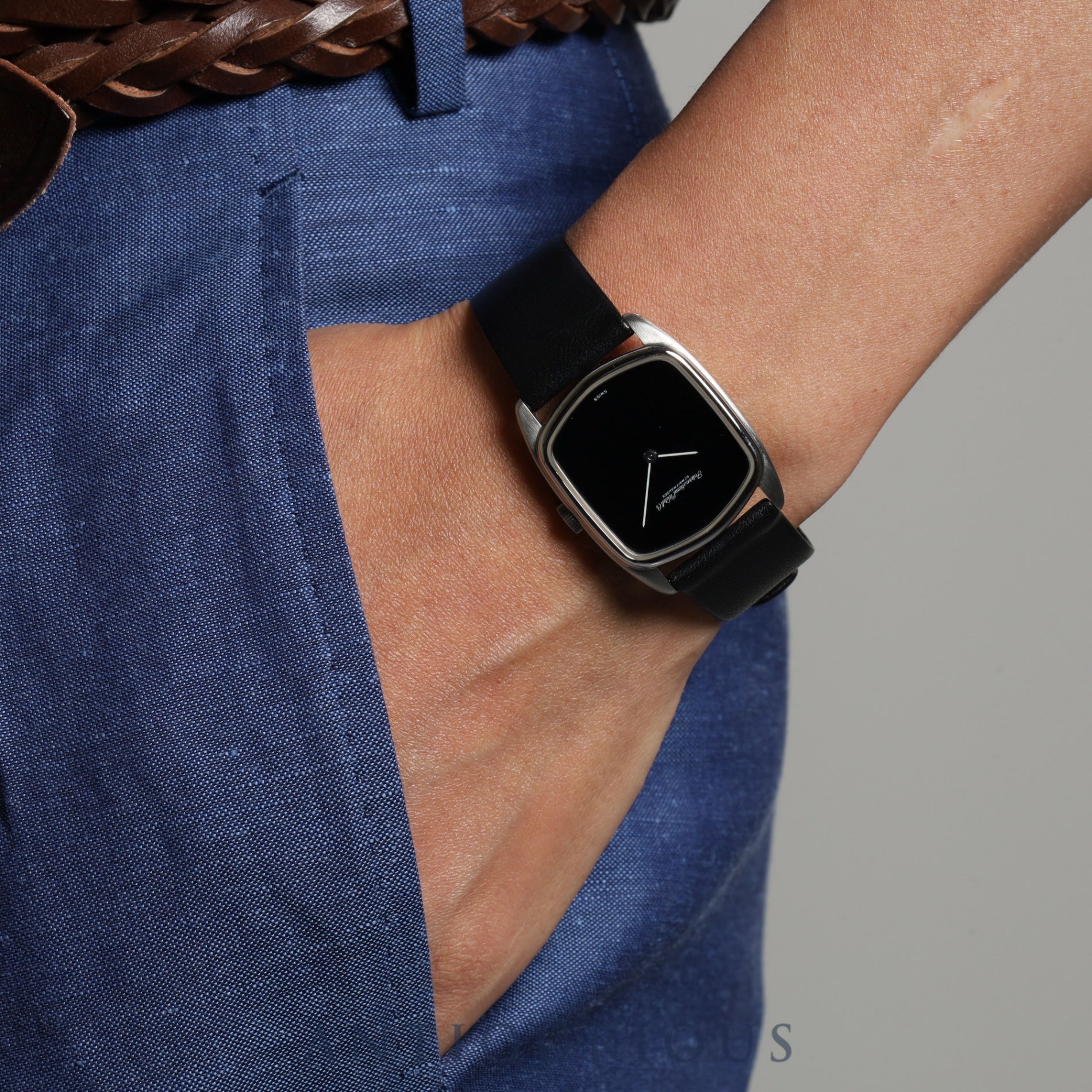 IWC ダヴィンチライン 手巻き SS 純正革ベルト 純正尾錠(SS)ブラック文字盤 オーバーホール済みアイダブリュシー