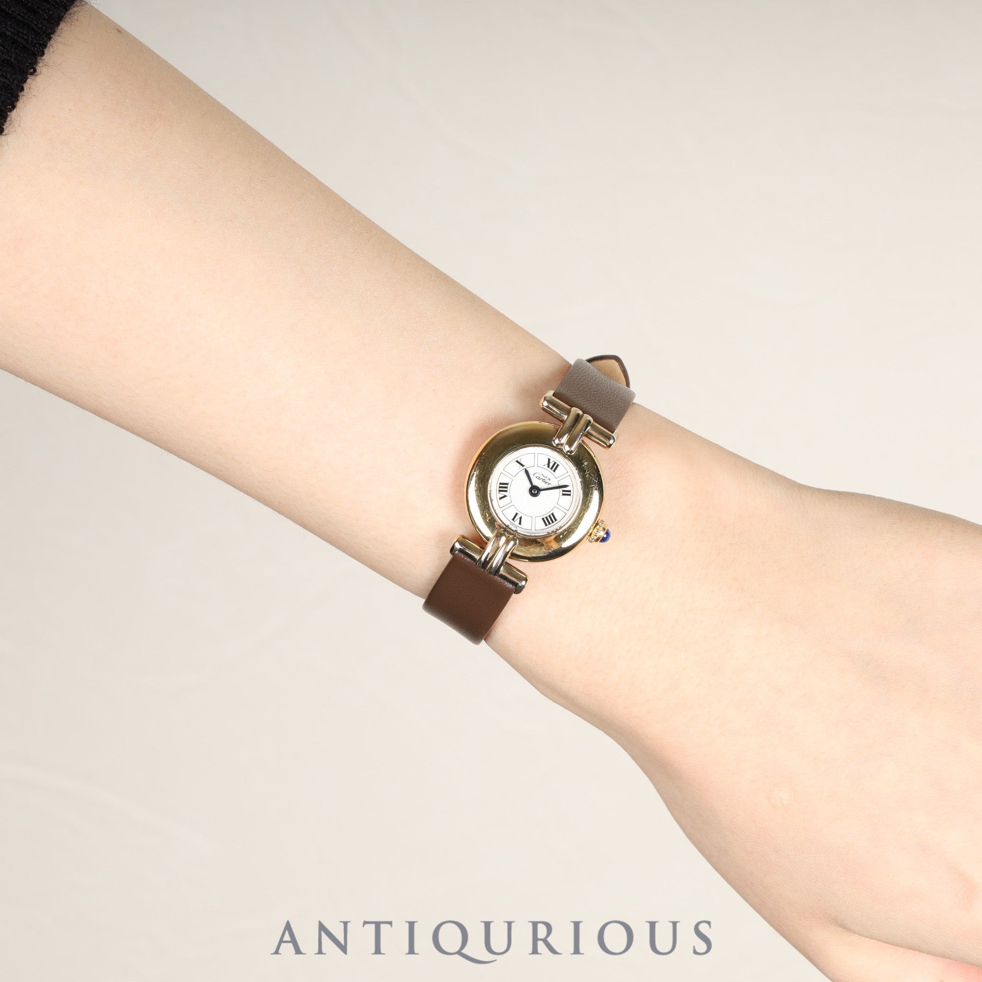 カルティエ マストコリゼ W1009954 / 1902 クォーツ Cal.690 SV925 革 純正尾錠(GP)ホワイト飛びローマンCC文字盤 オーバーホール済み