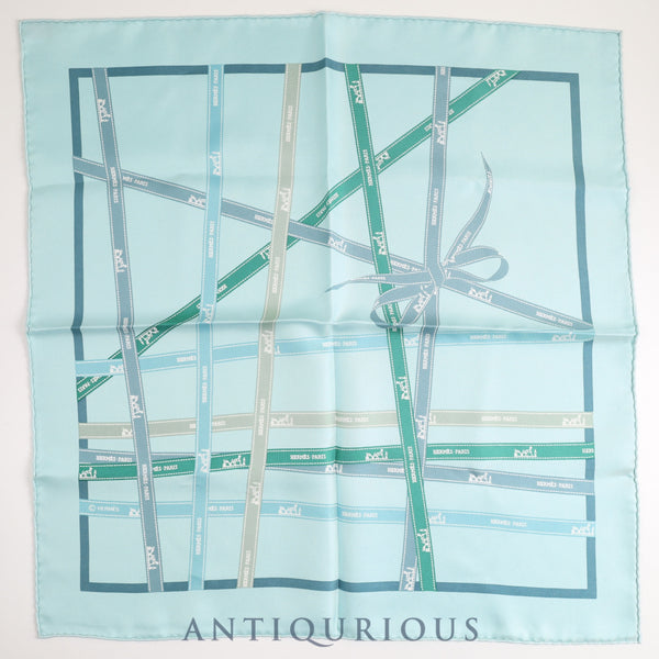 エルメス スカーフ カレ45 ボルデュック ブルー SILK100%