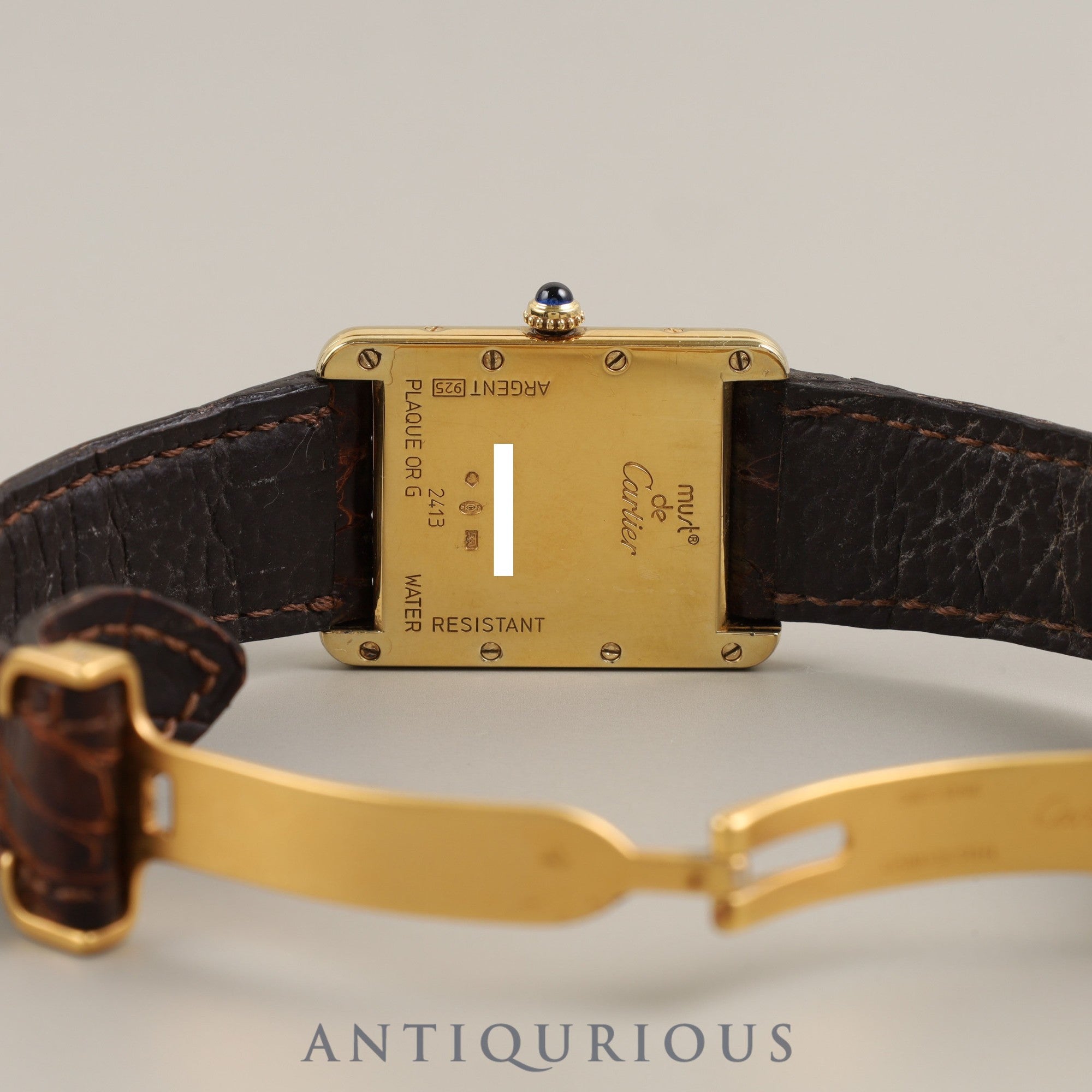 Cartier Must Tank GM (XL) W1017454 / 2413 Quartz Cal.687 SV925 Leather Genuine D Buckle (GP) Ivory Dial Overhauled