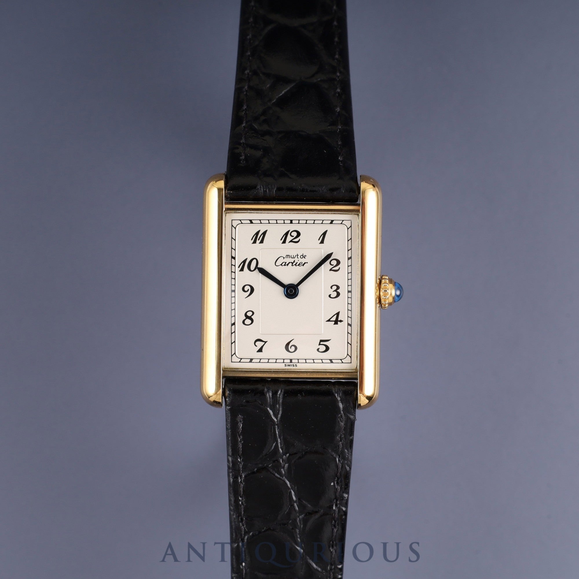 カルティエ マストタンク LM 590005 クォーツ SV925 革 純正尾錠(GP)アラビア文字盤 カルティエブティックにてコンプリートサービス済み