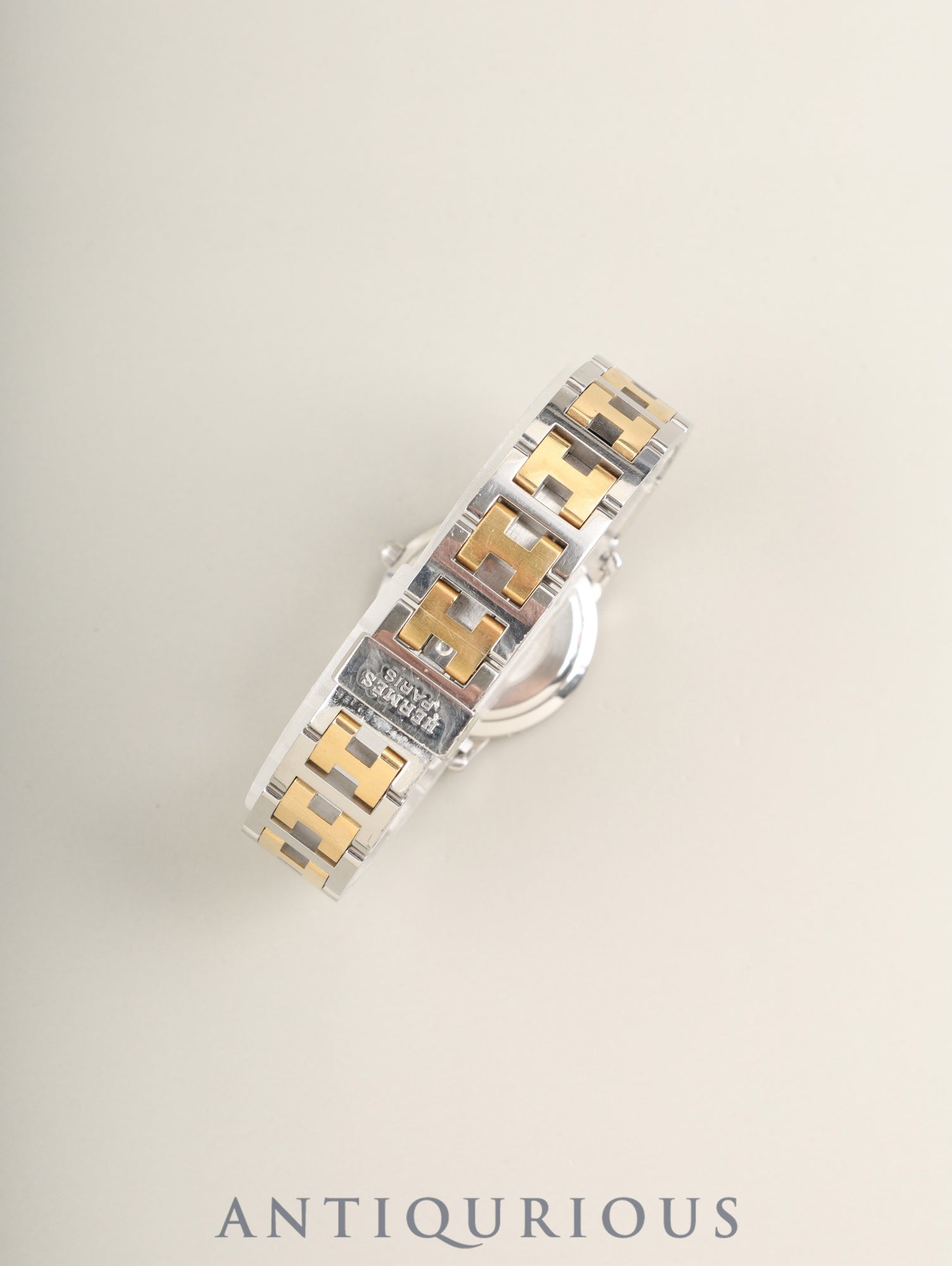 HERMES Clipper CL4.220 Quartz SS/GP SS/GP Ivory Dial Box, Booklet, Warranty (1999) Overhauled