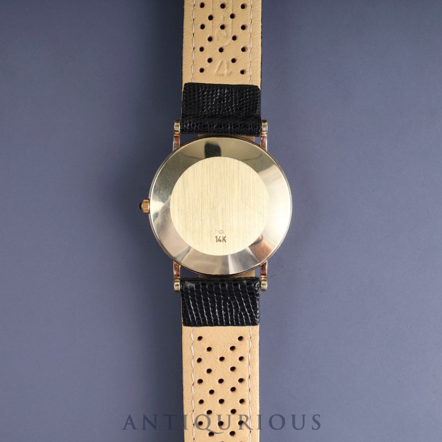 ティファニー ラウンドクラシック クォーツ Cal.ETA255.441 14K 革 社外尾錠(GP) ホワイトアラビア文字盤 オーバーホール済み