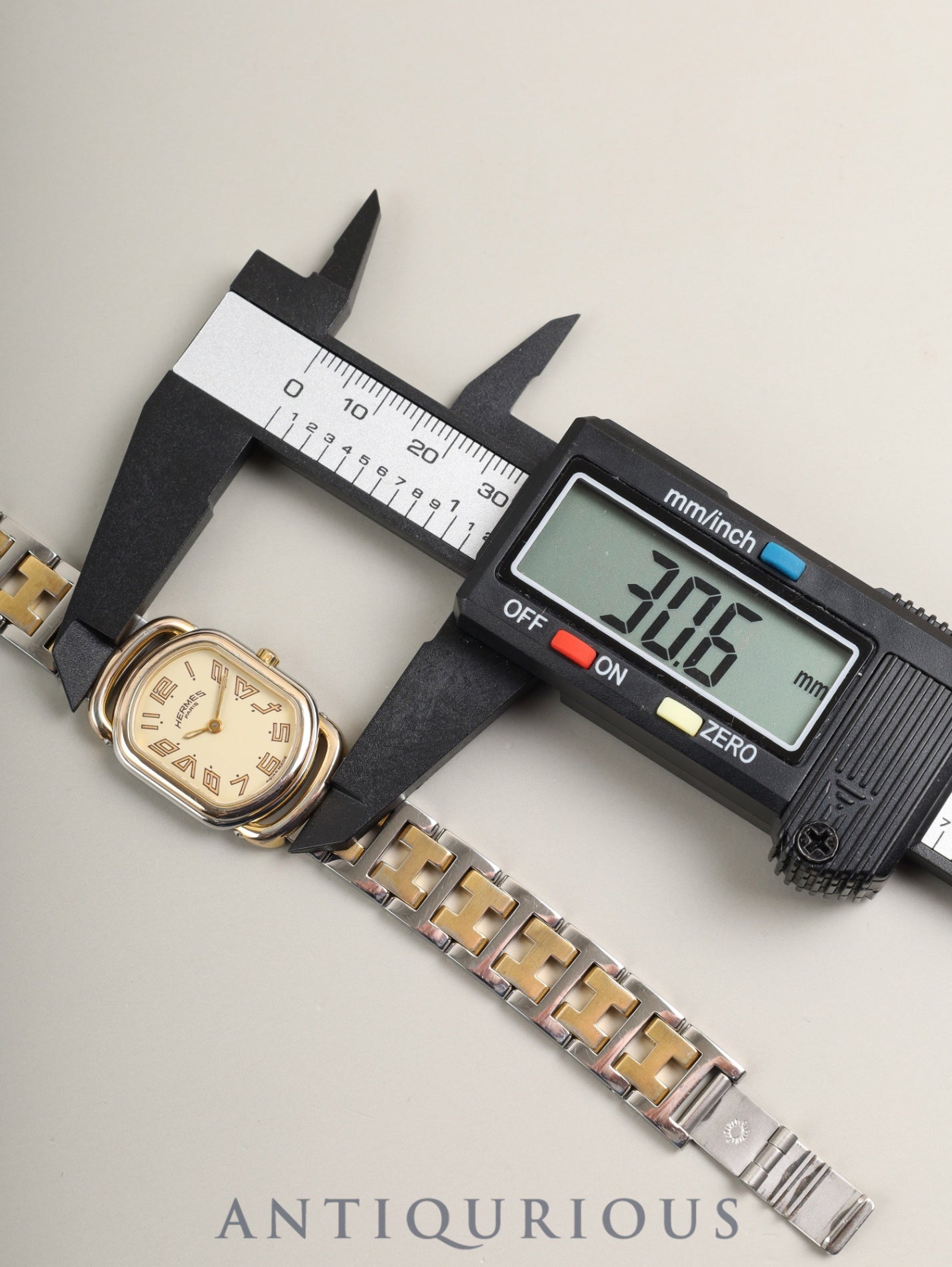 エルメス ラリー RA1.240 クォーツ Cal.976.001 SS/GP SS/GP ホワイト文字盤 オーバーホール済み