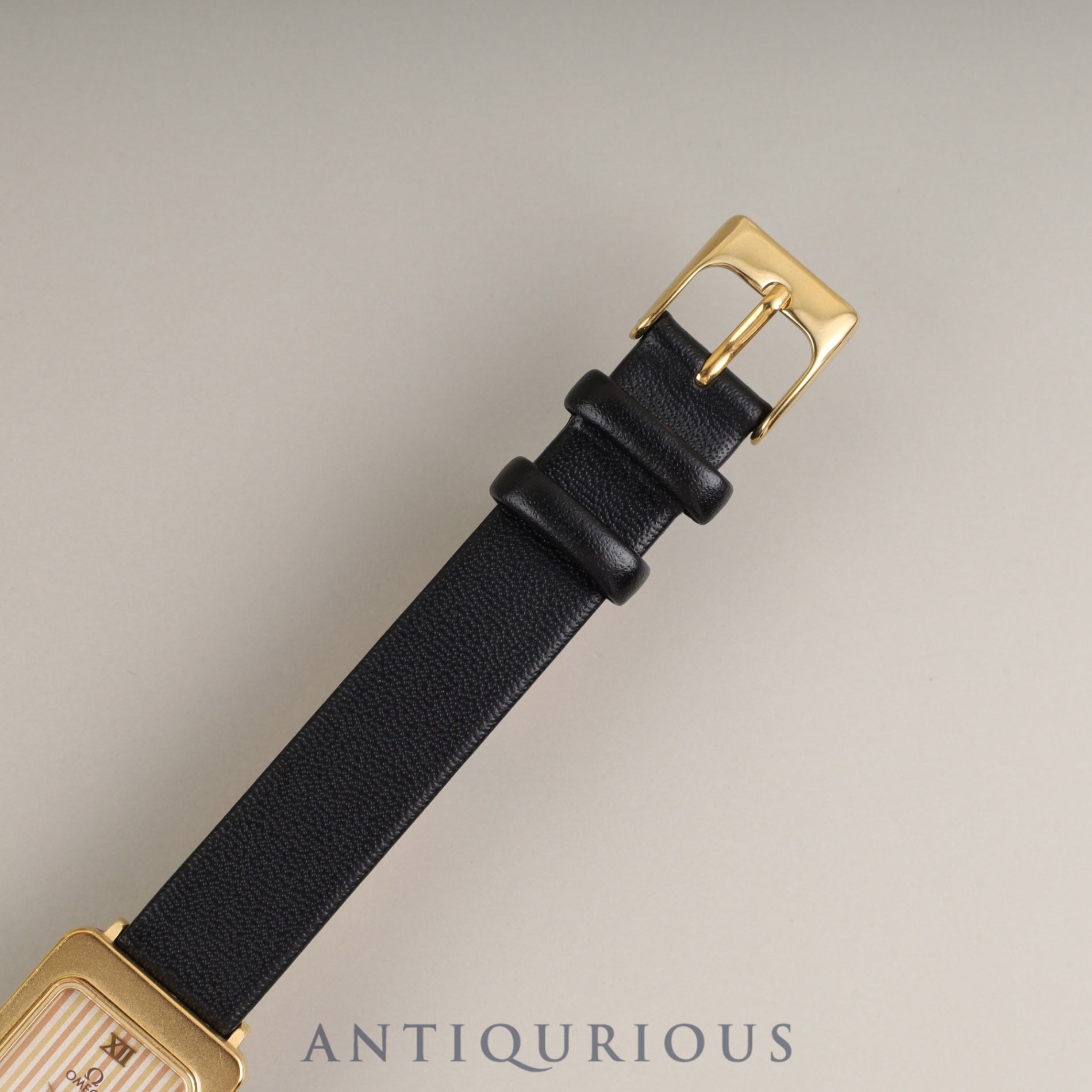 Omega De Ville 595.0084 Quartz Cal.976.001 GP Leather Third-party buckle Gold stripe dial Box Warranty Overhauled