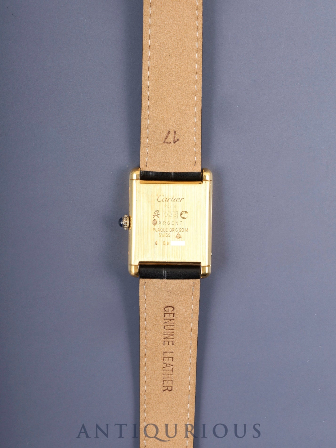 カルティエ マストタンク LM 手巻き Cal.78-1 SV925 革 純正尾錠(GP) ブラックローマン文字盤 箱 オーバーホール済み 新品仕上げ済み