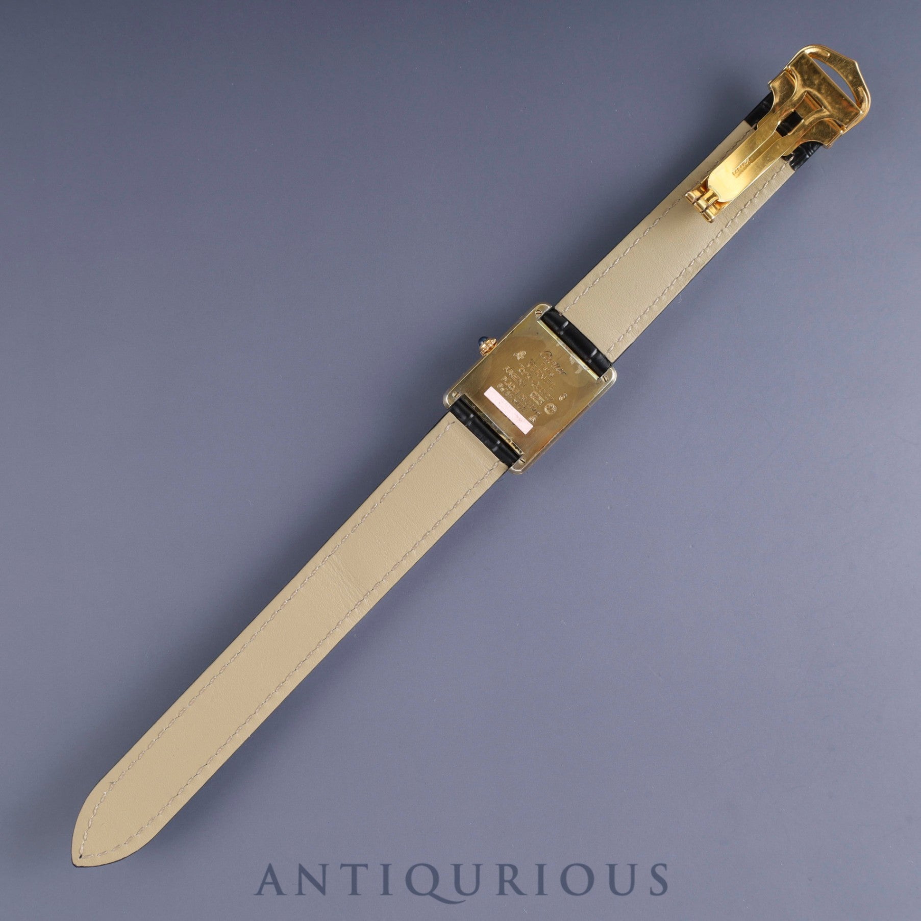 Cartier Must Tank LM 590005 Quartz Cal90 SV925 Leather Genuine D Buckle (GP) Arabic Dial Overhauled