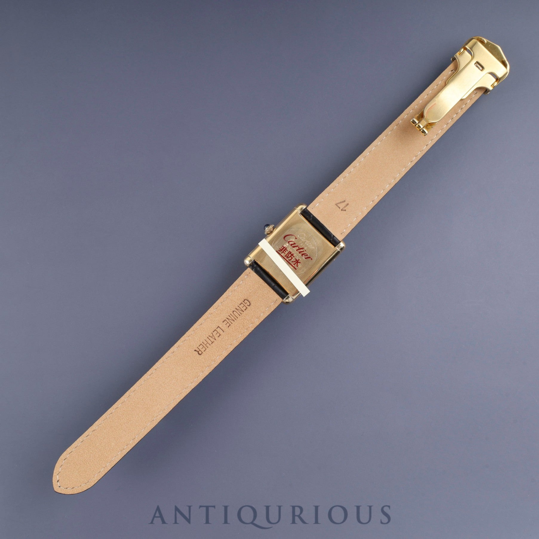 Cartier Must Tank LM, manual winding, Cal. 78-1, SV925, leather, genuine D-buckle (GP), black onyx dial, complete service (full maintenance) completed at a Cartier boutique.