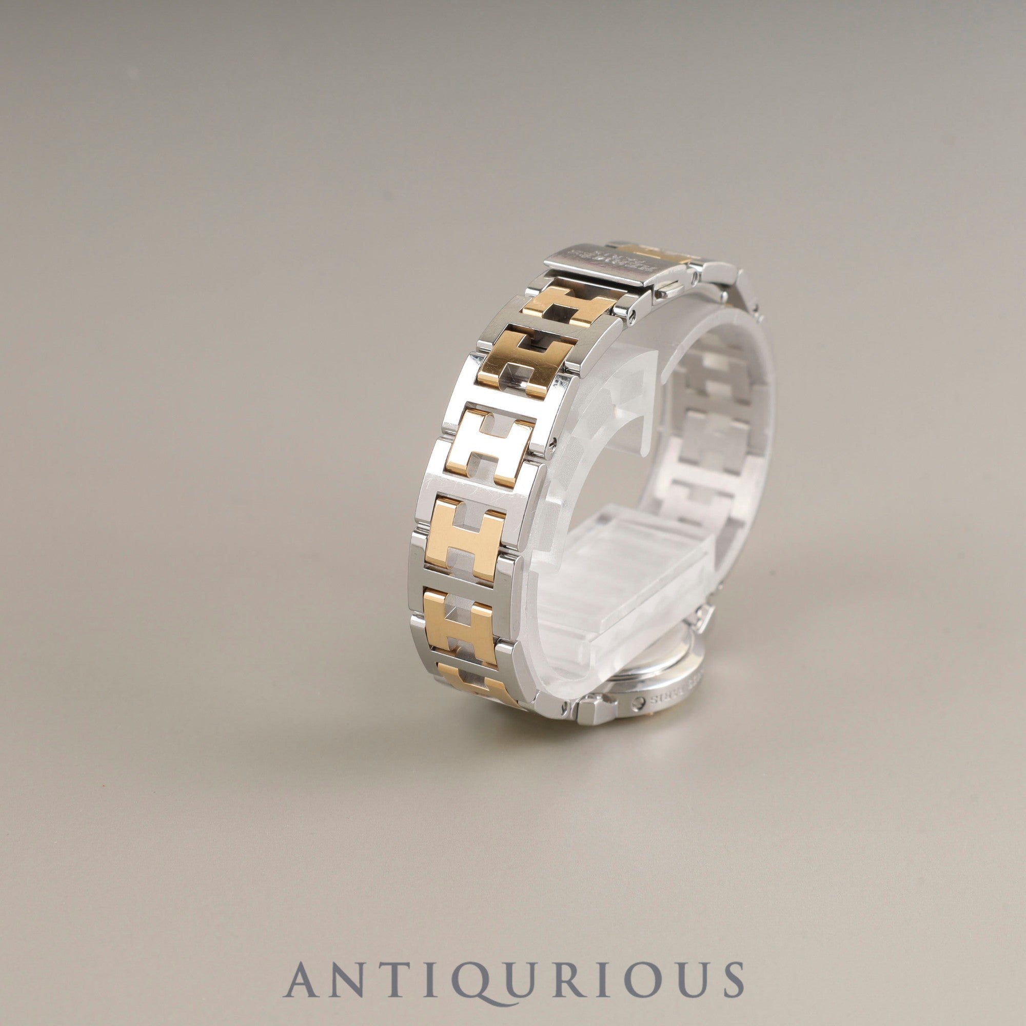 Hermes Clipper Nacle CL4.221 Quartz SS/GP Shell Arabic Dial Box Warranty Overhauled