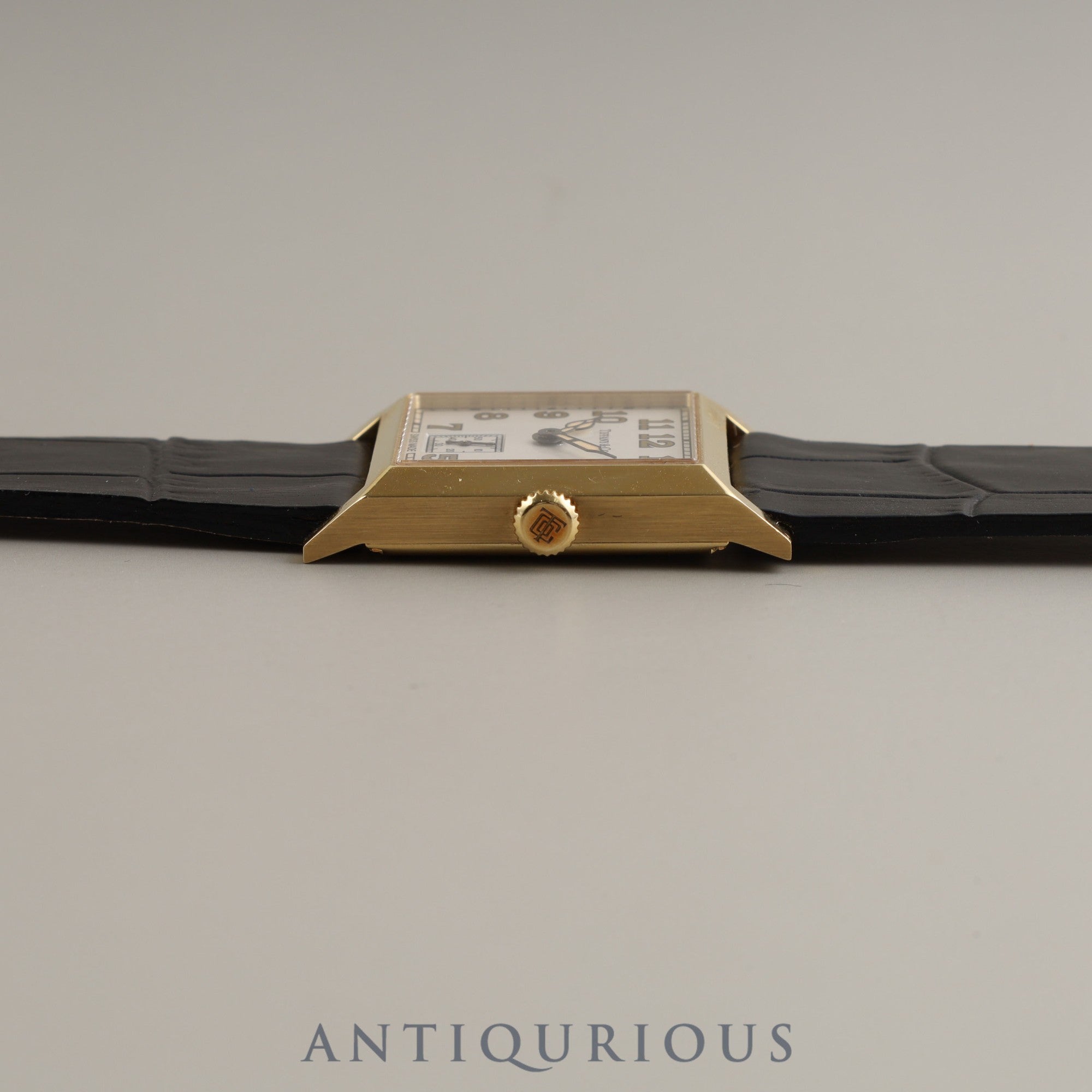 ティファニー スクエア 180TH ANNIVERSARY MODEL 限定180本 手巻き Cal.1200 YG 革 純正尾錠(750)シルバー文字盤