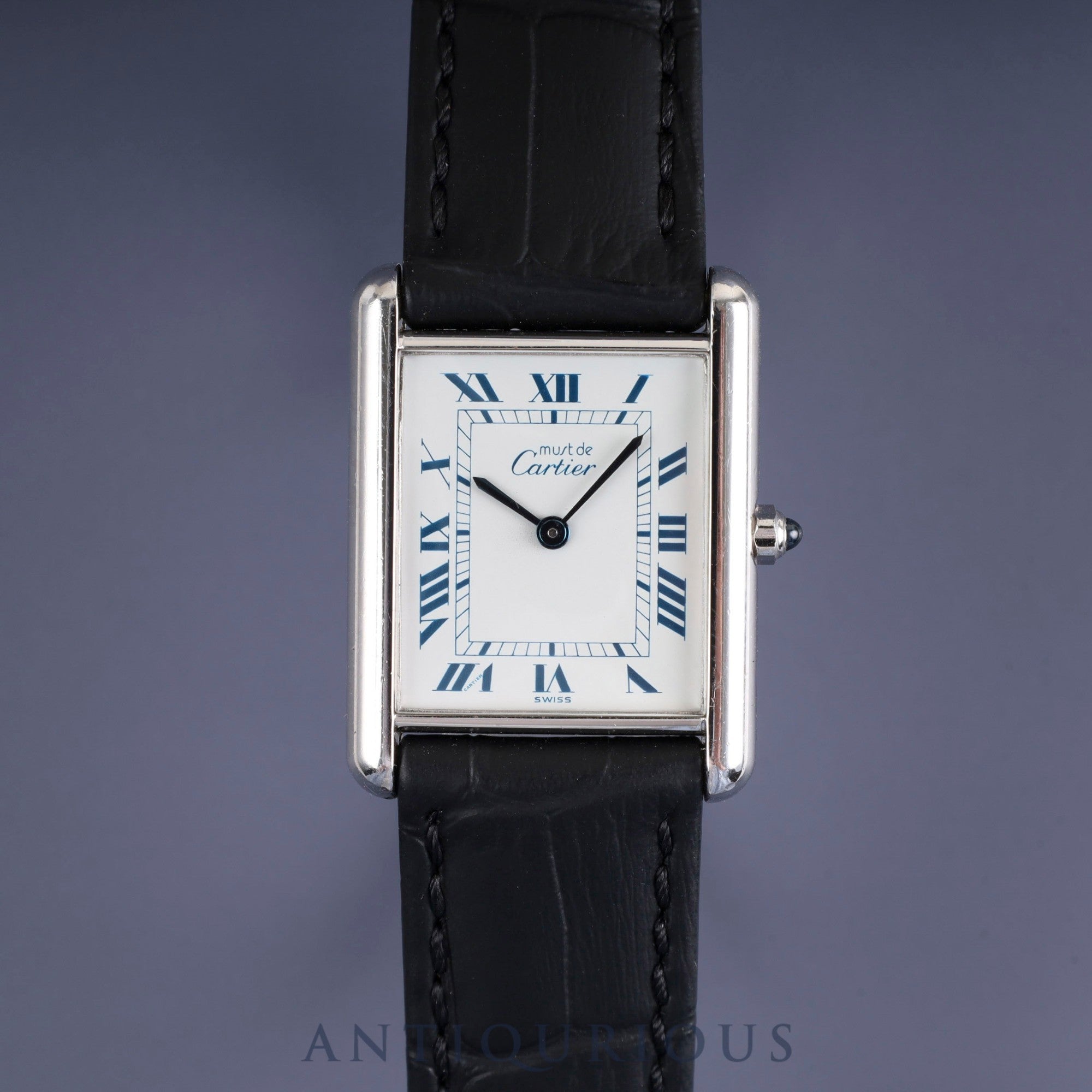 Cartier Must Tank LM 681006 Quartz Cal.81 SV925 Leather Genuine Buckle (SS) White Roman Dial Overhauled