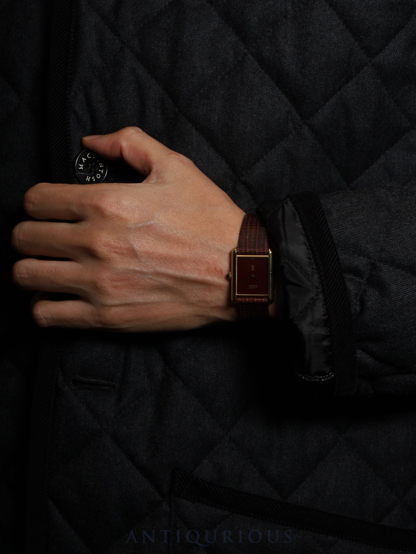 カルティエ マストタンク LM 手巻き Cal.78-1 SV925 革 純正尾錠(GP) ボルドー文字盤 ガーネットダイアル オーバーホール済み