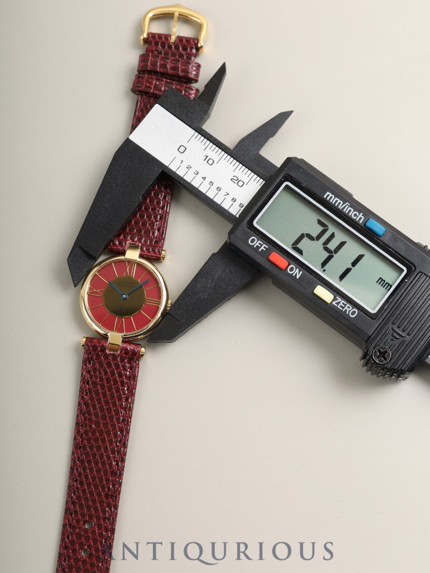 カルティエ マスト ヴァンドーム VLC SM 18 クォーツ Cal.690 SV925 革 純正ピンバックル(GP)ガーネットクロワゾネ文字盤(SWISS表記) オーバーホール済み