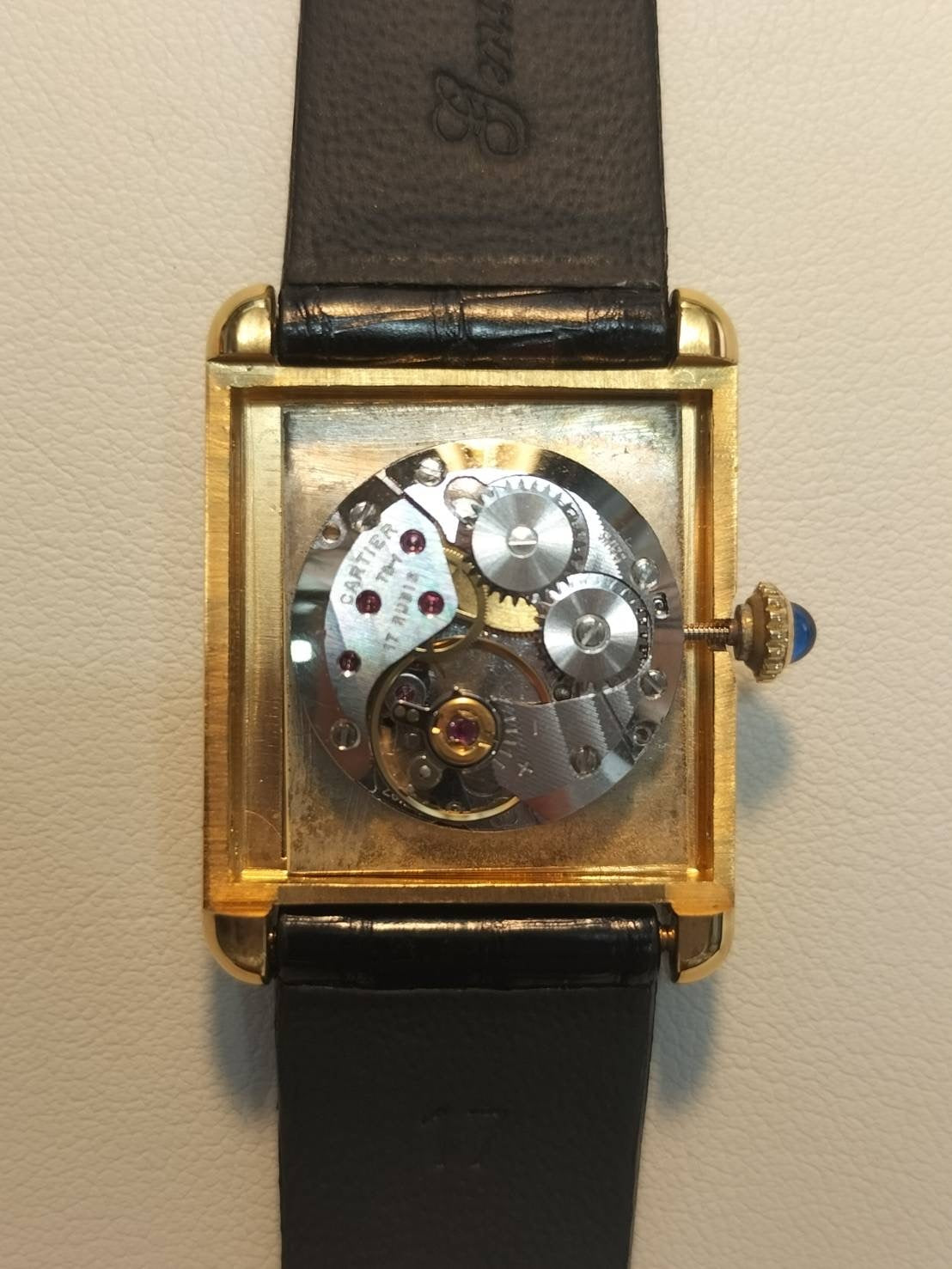 Cartier Must Tank LM Manual winding Cal.78-1 SV925 Leather Genuine buckle (GP) Ivory Roman dial Overhauled