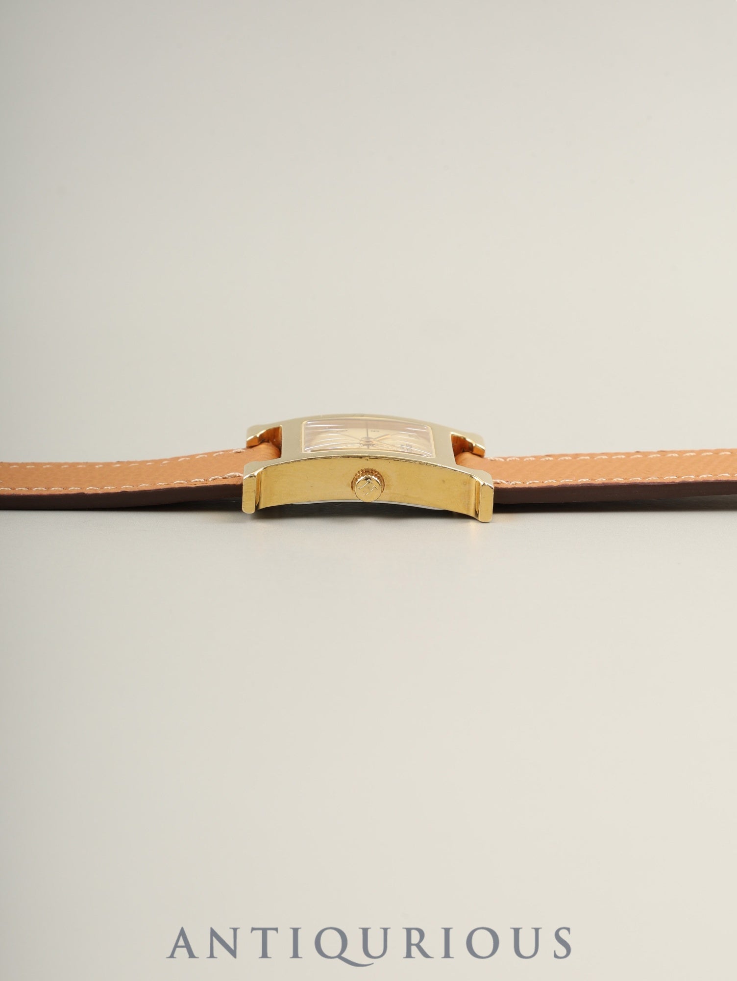 エルメス Hウォッチ HH1.210 クォーツ SS/GP 革 純正尾錠(GP)シャンパン文字盤 純正革ベルト(□A刻印:1997年)オーバーホール済み