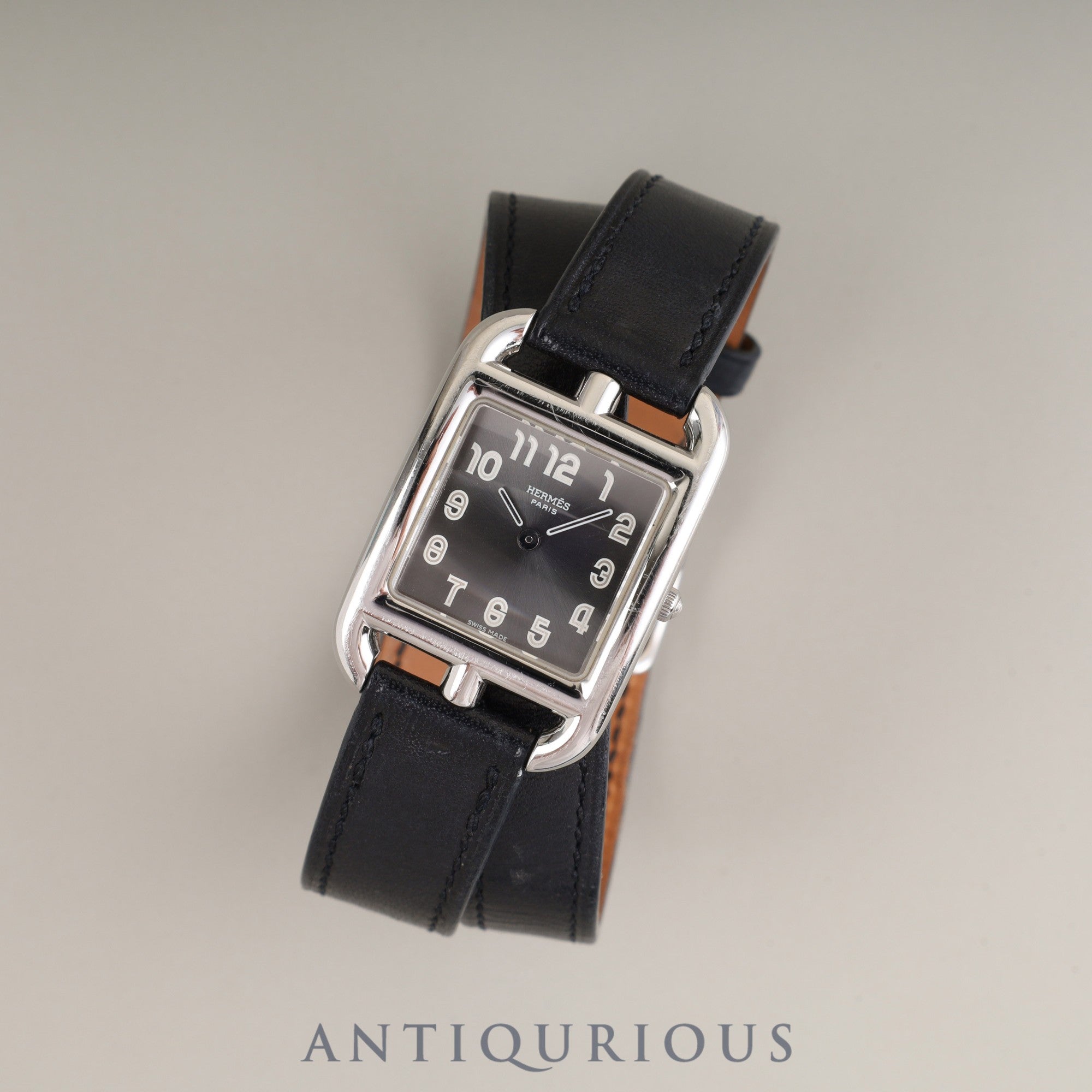 Hermes Cape Cod CC1.210 Quartz Cal.976.001 SS Genuine leather strap (□E stamp: 2001) Genuine buckle (SS) Gray Arabic dial Overhauled